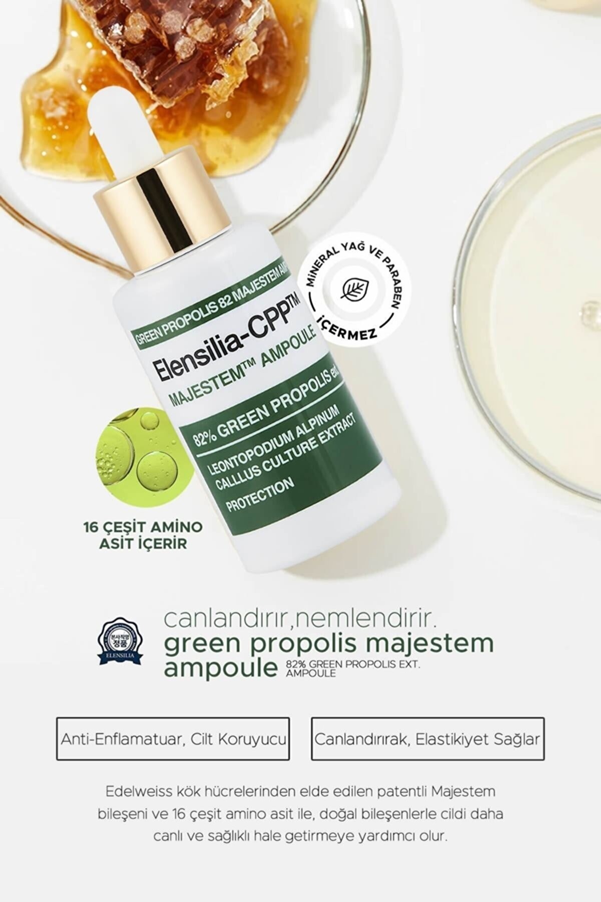 Elensilia %82 Propolis Içeren Cilt Koruyucu, Canlandırıcı Elensilia Cpp Green Propolis 82 Majestem Ampoule