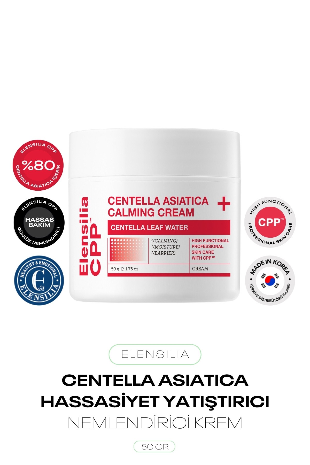 Elensilia Yatıştırıcı, Onarıcı Ve Canlandırıcı %80 Cica Krem Elensilia Cpp 80 Centella Formula Cream