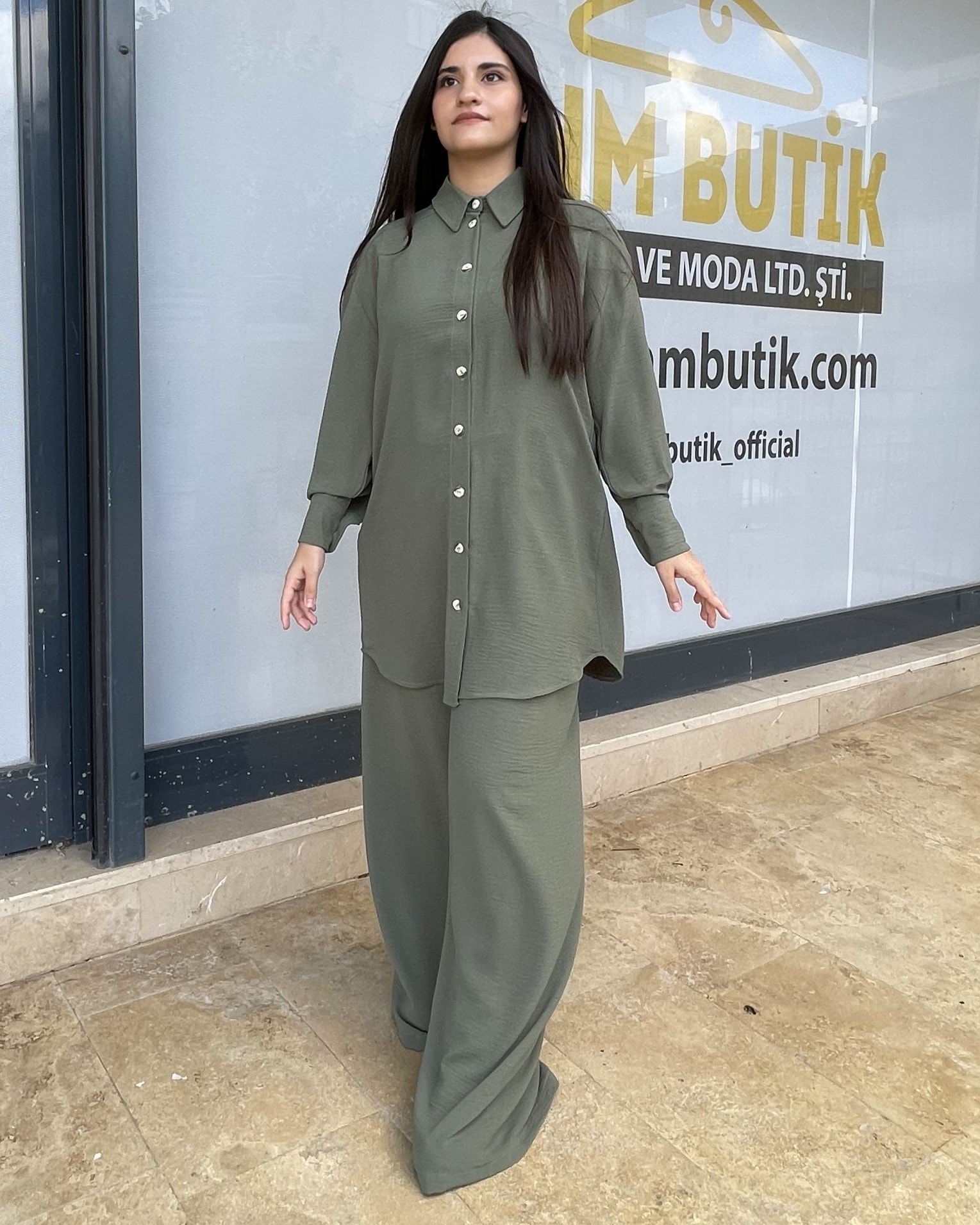 Ayrobin Kumaş Düğmeli Tunik Gömlek - S