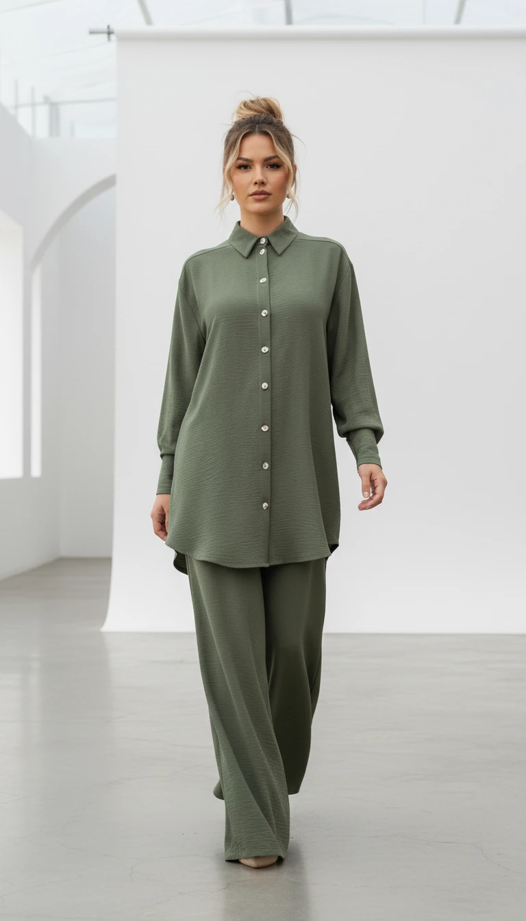 Ayrobin Kumaş Düğmeli Tunik Gömlek