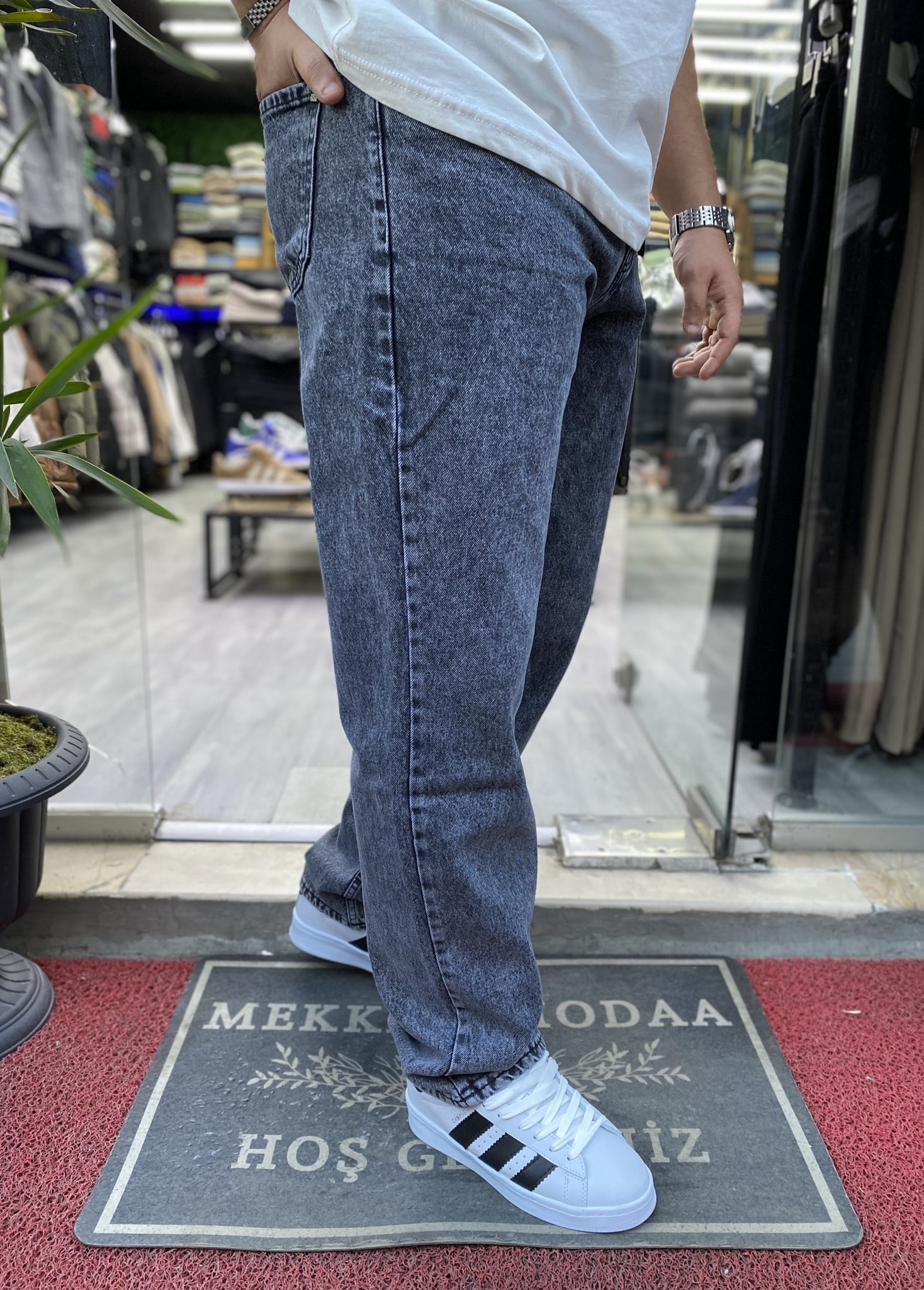 Baggy Jeans Siyah Taşlama