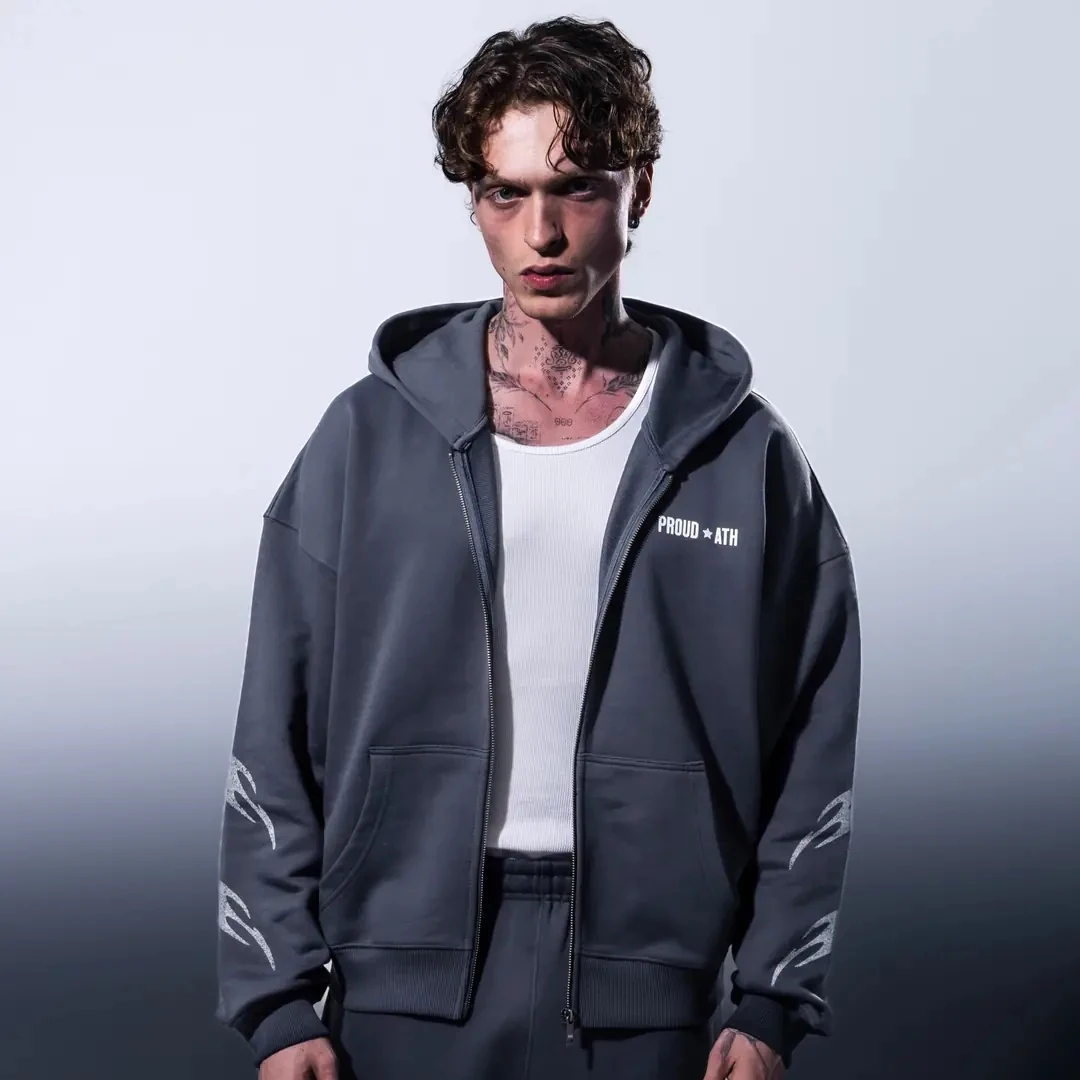 Day One01 Heavyweight Zip Up Hoodie - Storm