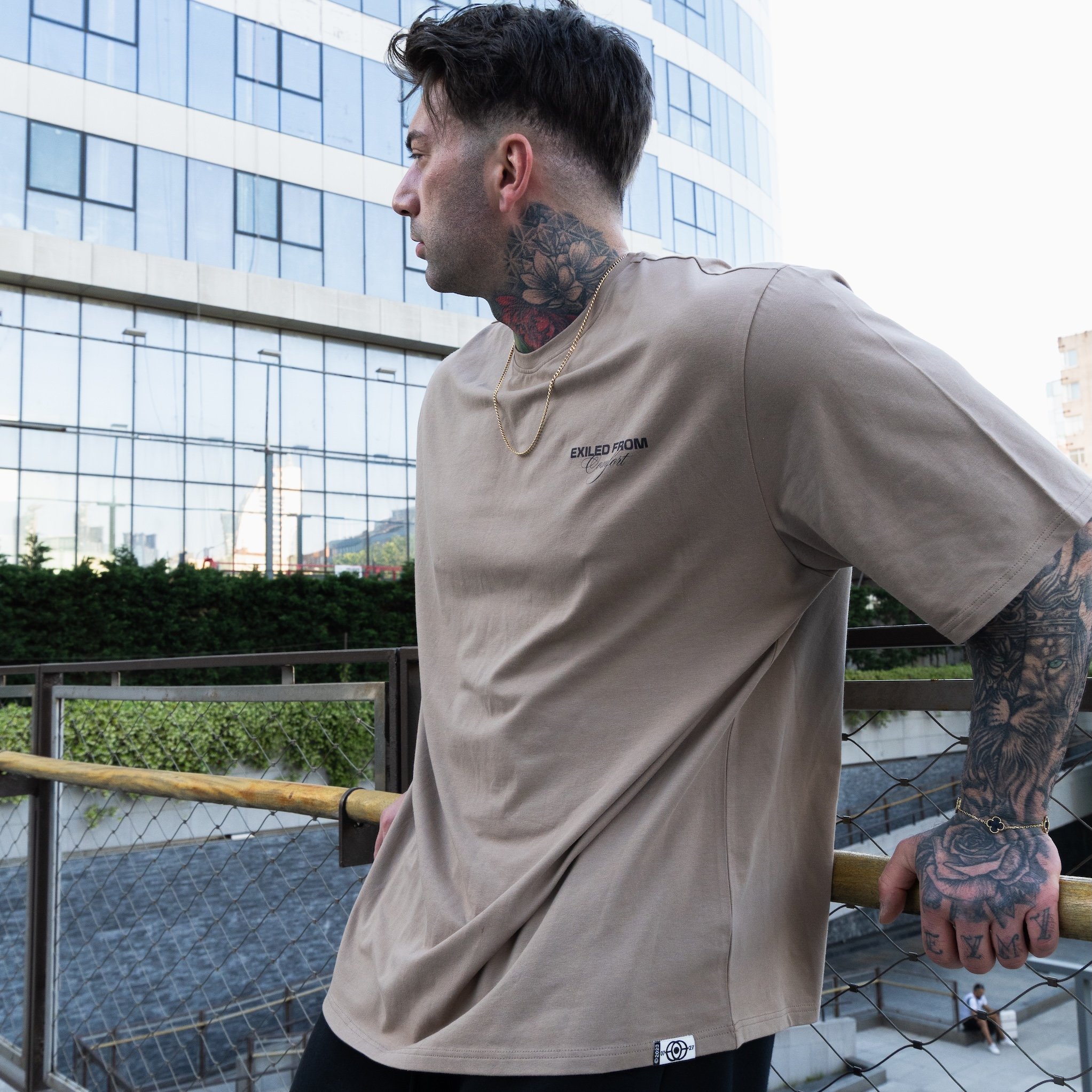 Exile02 Oversize Tişört - Taupe