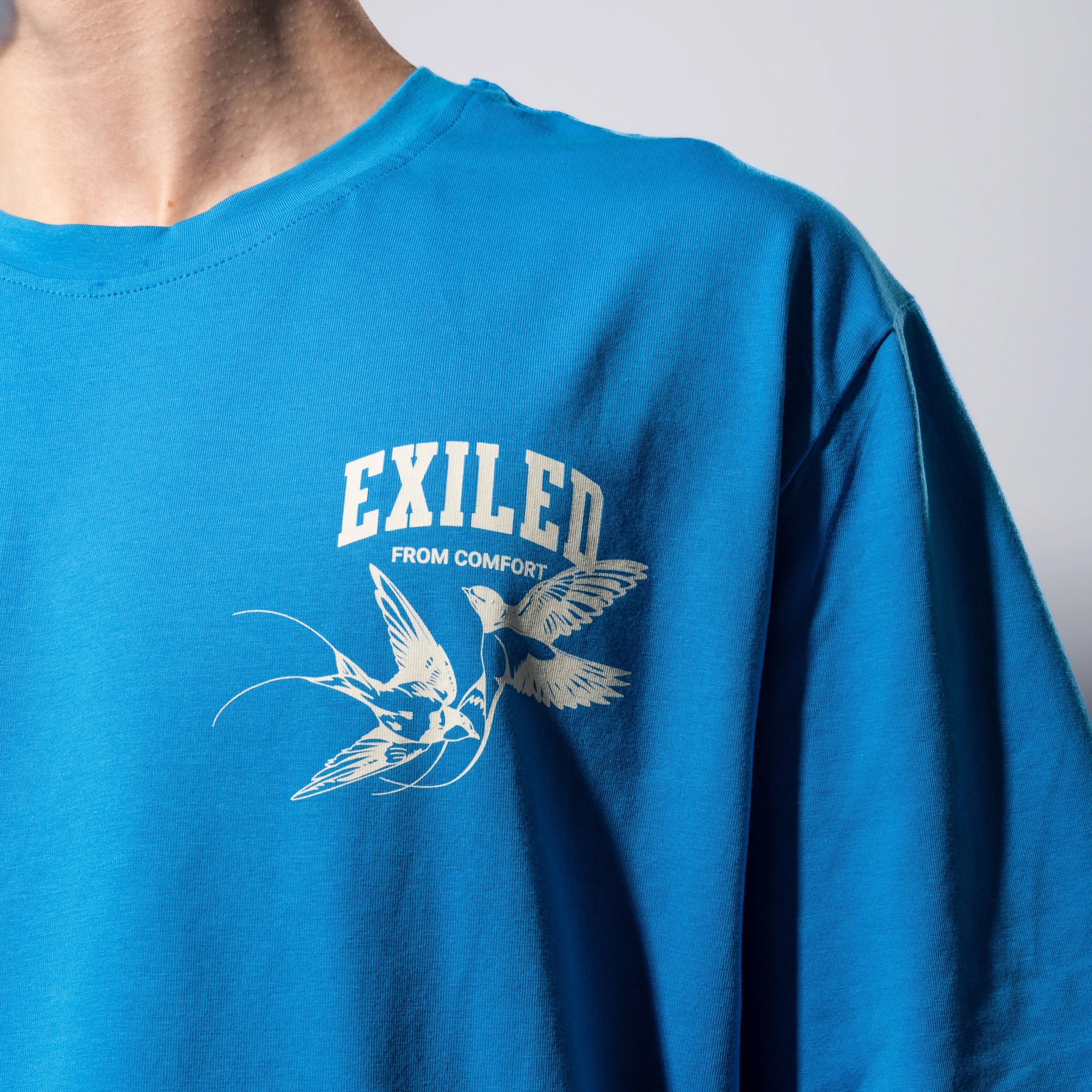Exile01 Oversize Tişört - Capri Blue