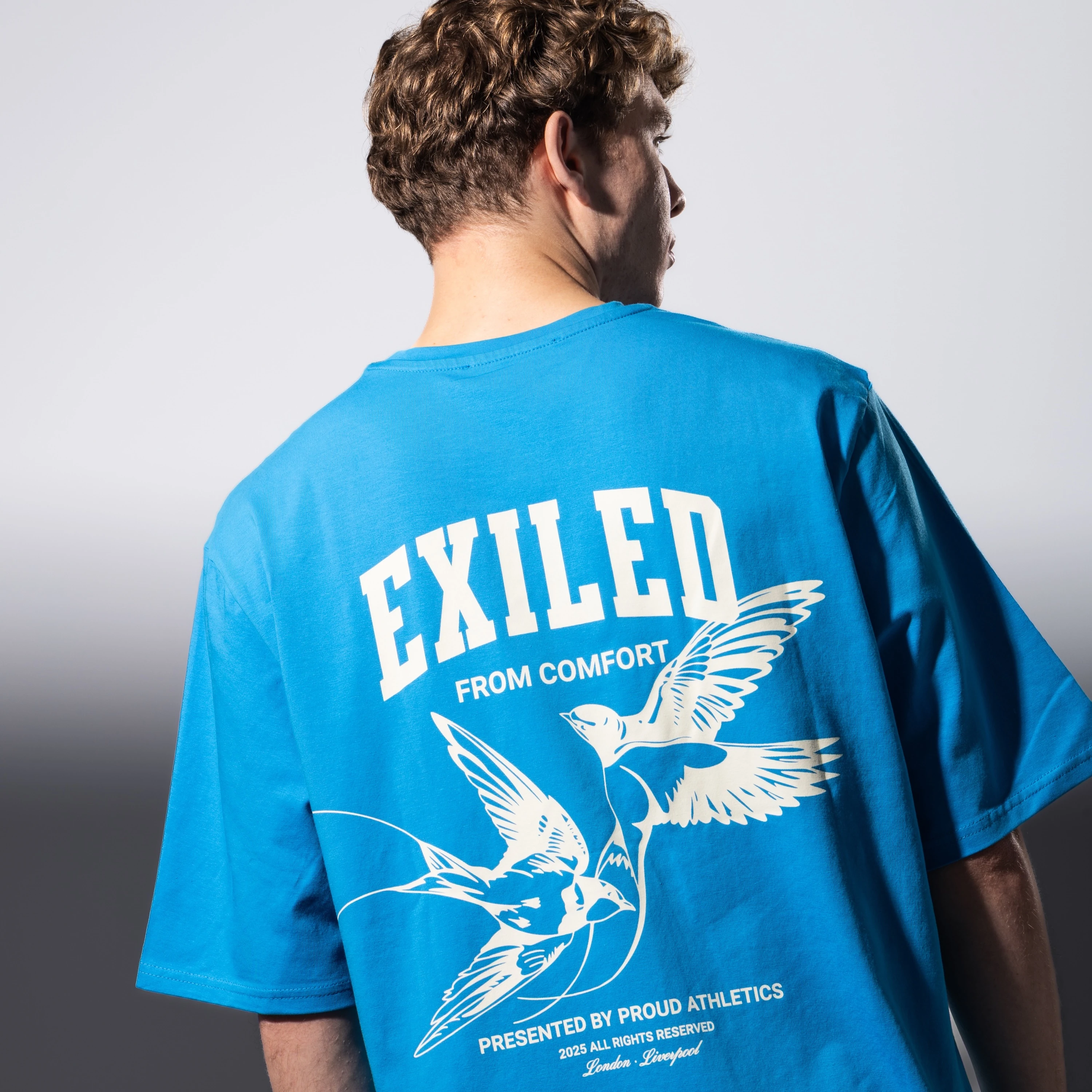 Exile01 Oversize Tişört - Capri Blue