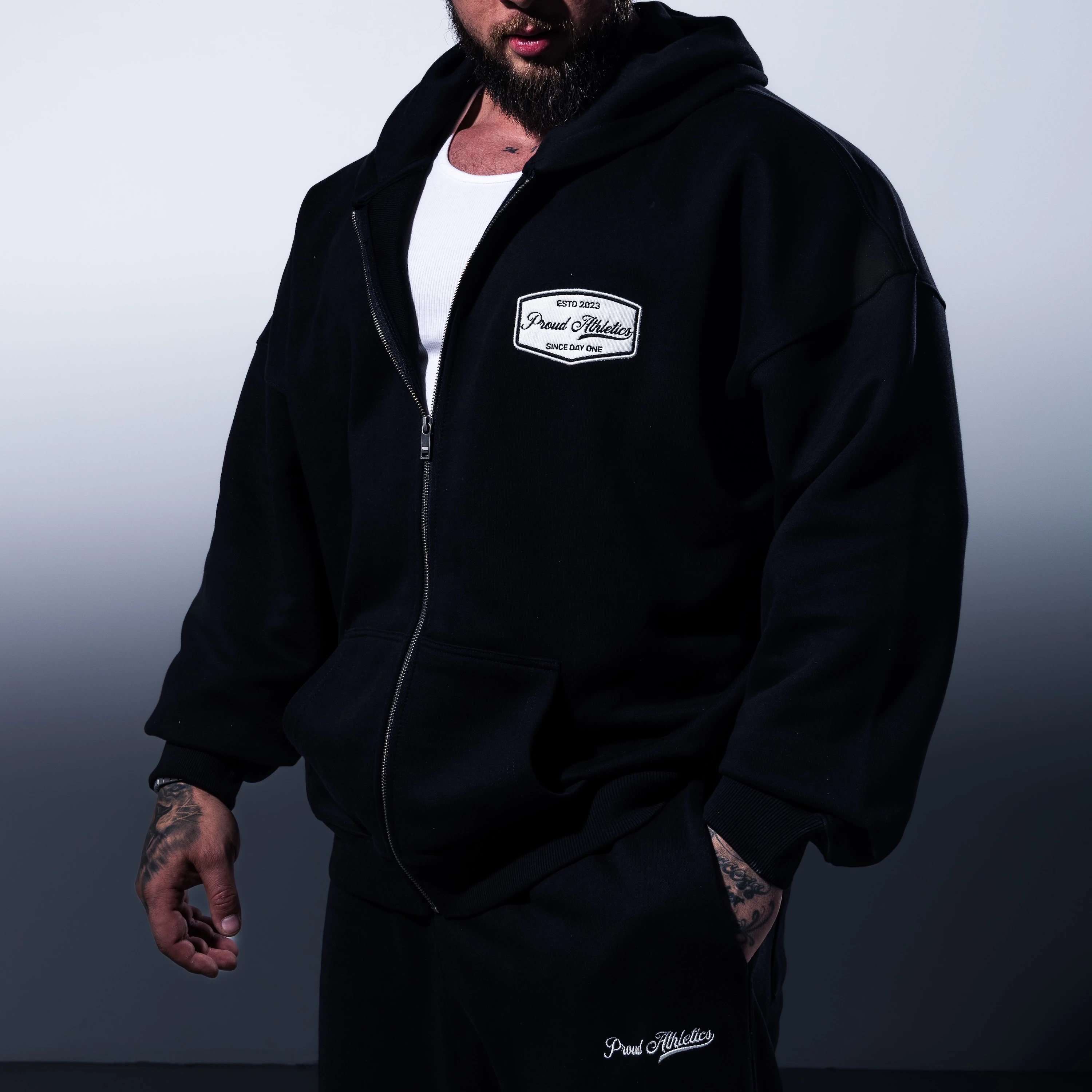 Day One02 Heavyweight ZipUp Hoodie - Siyah