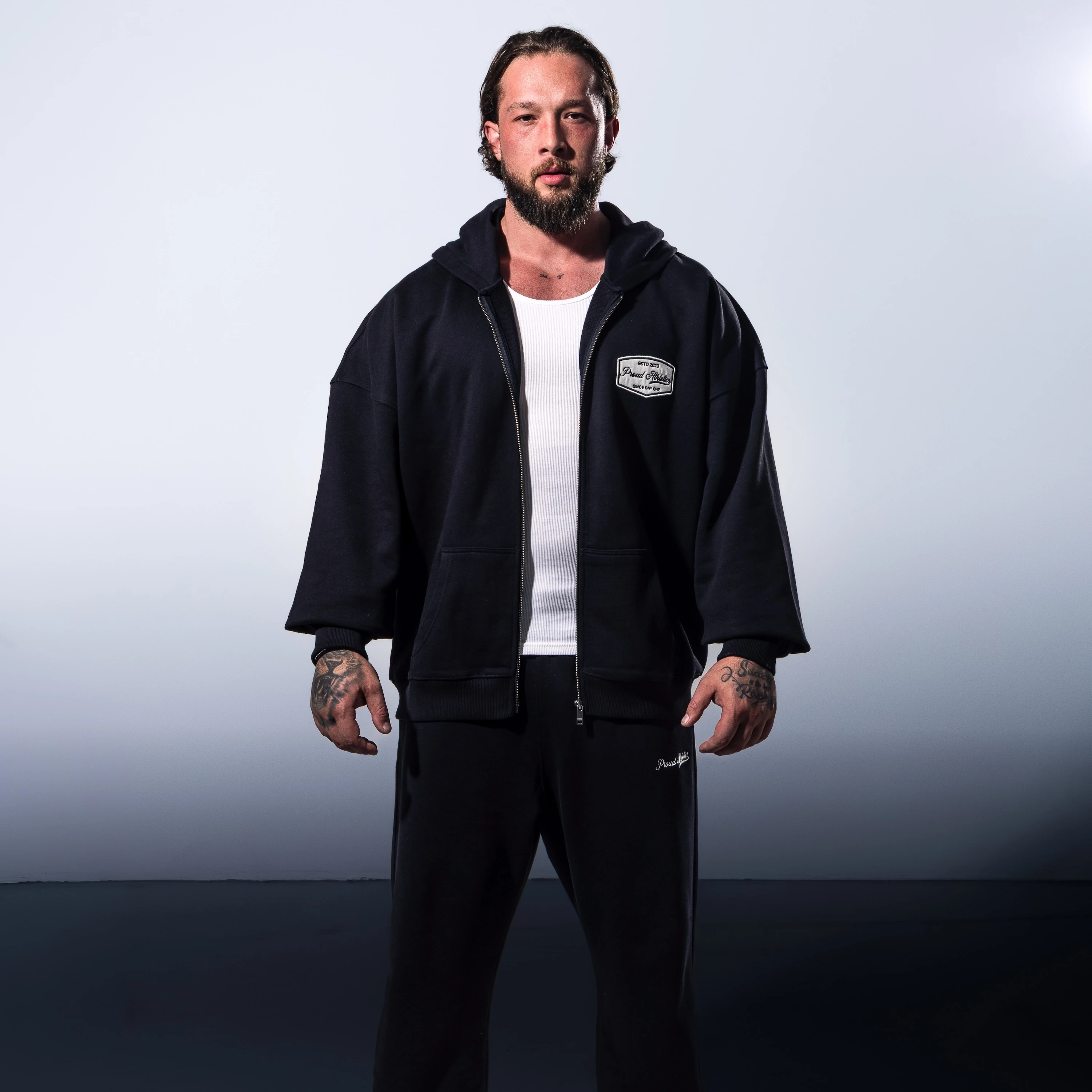 Day One02 Heavyweight ZipUp Hoodie - Siyah