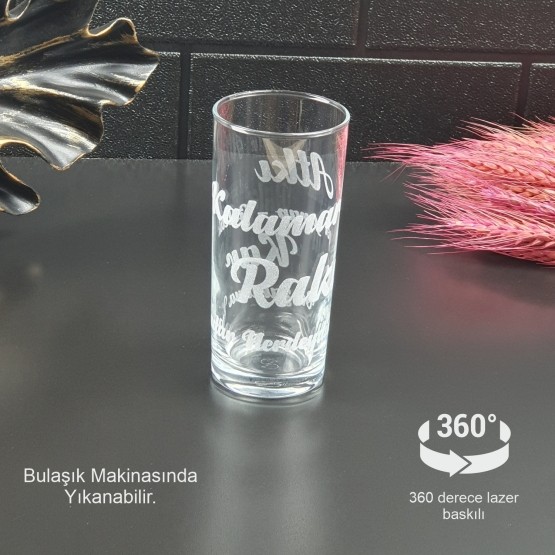 Kişiye Özel 360 Derece Lazer Yazı Baskılı Rakı Bardağı Hediye Seti
