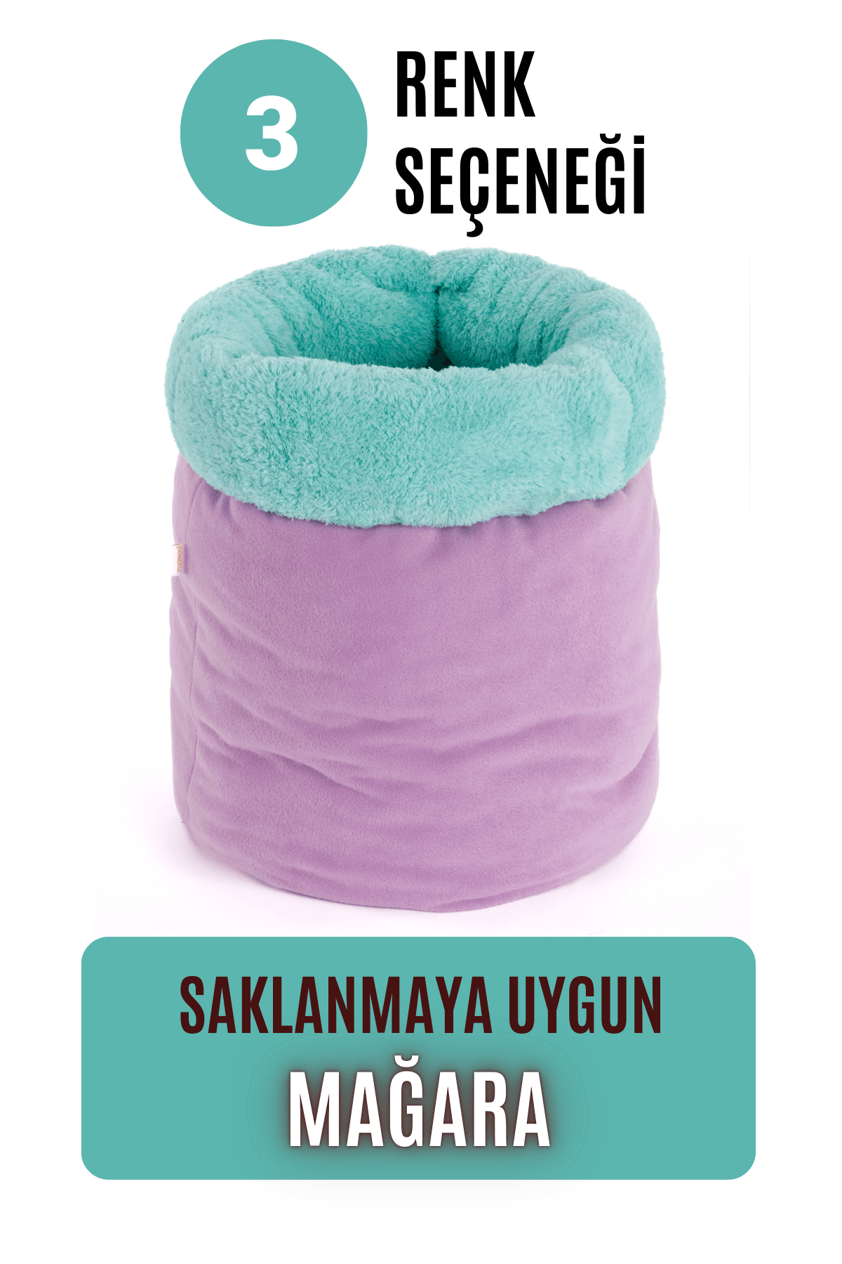 Mağara (45x40cm) - Modern kedi/köpek mağara yatak, Saklanma alanı, Sakinleştirici, Konforlu - Mint