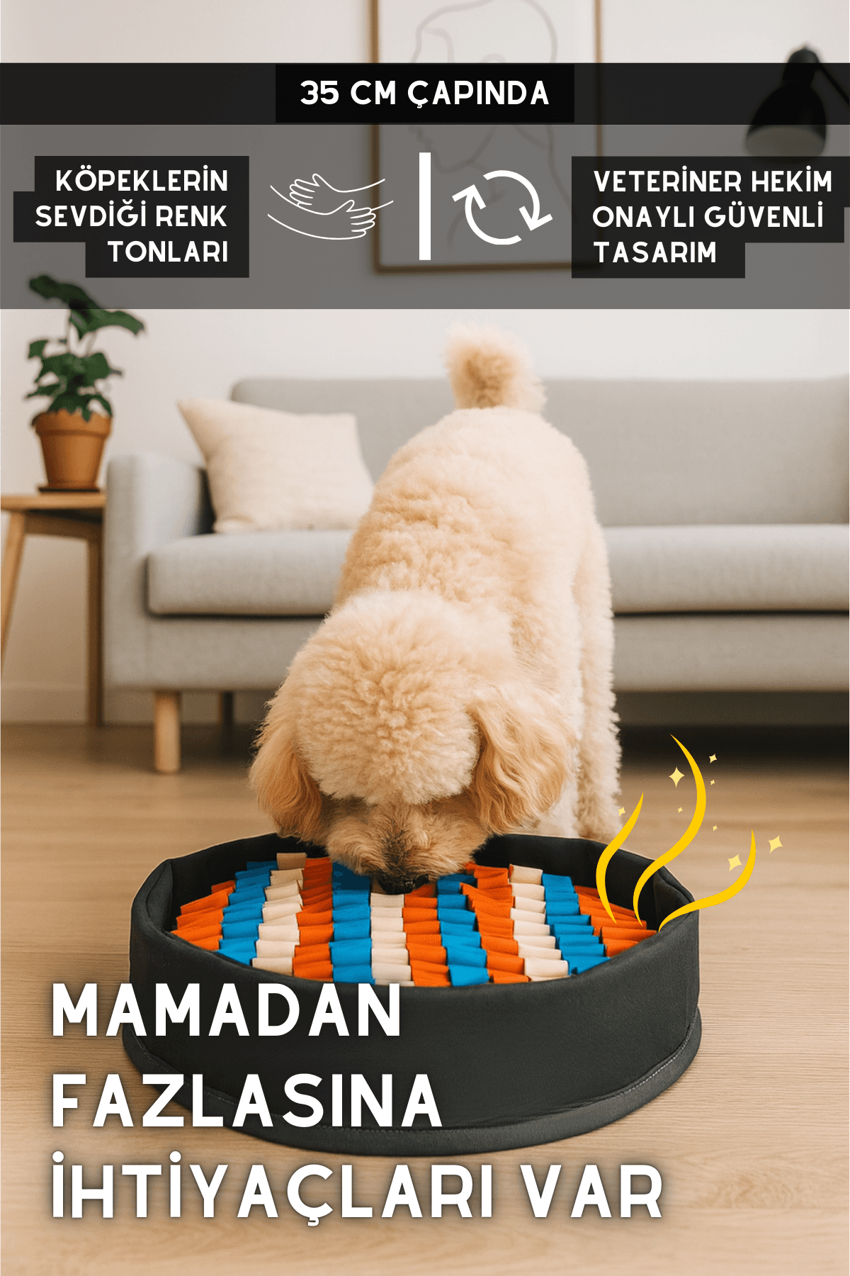 Bulyut (35 CM) - Köpek Koku Eğitim Matı, Bulma, Koklama ve Yavaş Yeme Oyuncağı, Kaymaz Taban