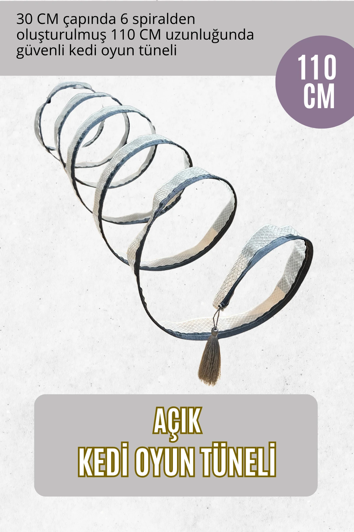 110 CM Açık Kedi Oyun Tüneli - Hızlı kurulur ve kolay toplanır