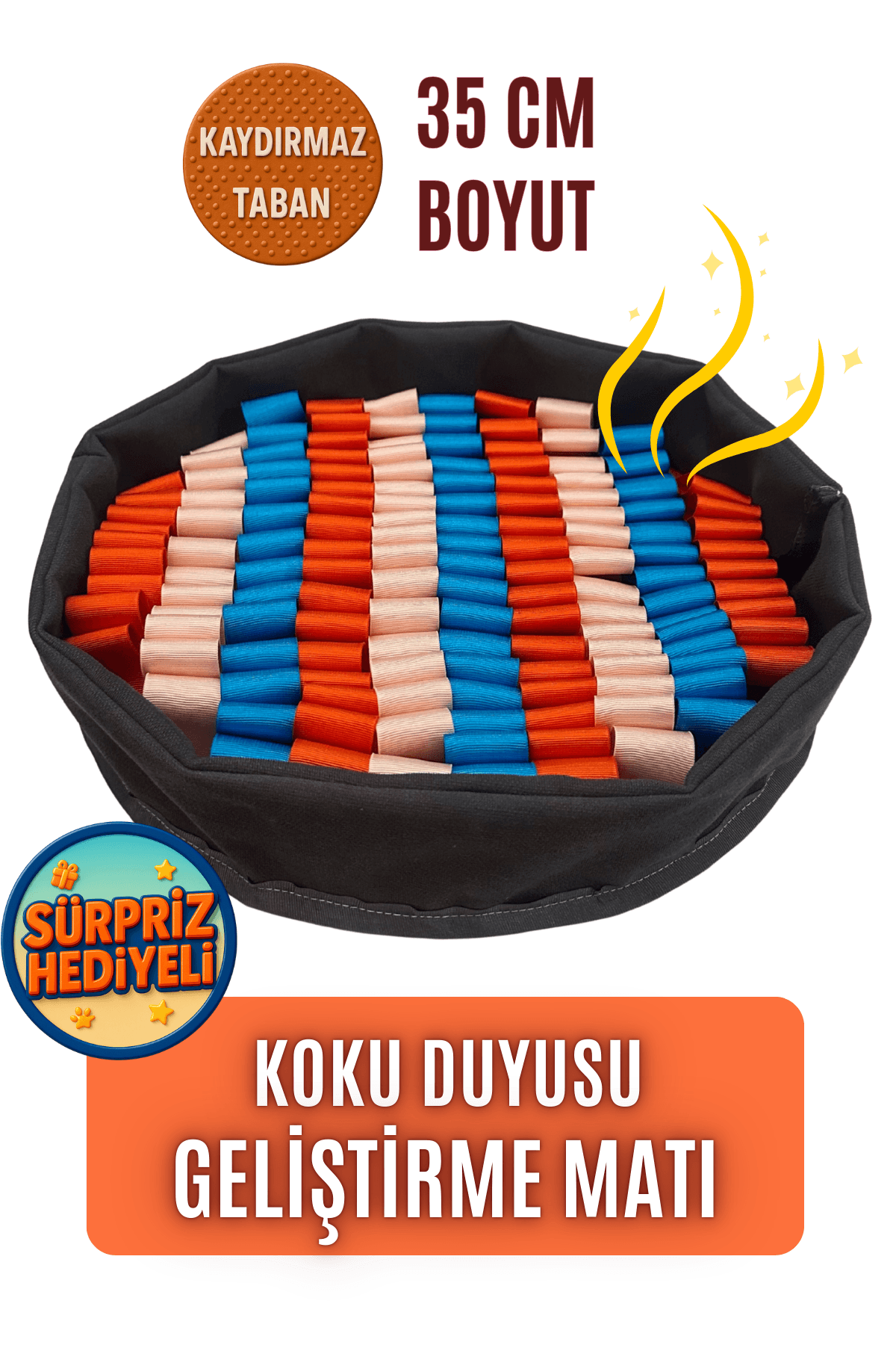 Bulyut (35 CM) - Köpek Koku Eğitim Matı, Bulma, Koklama ve Yavaş Yeme Oyuncağı, Kaymaz Taban