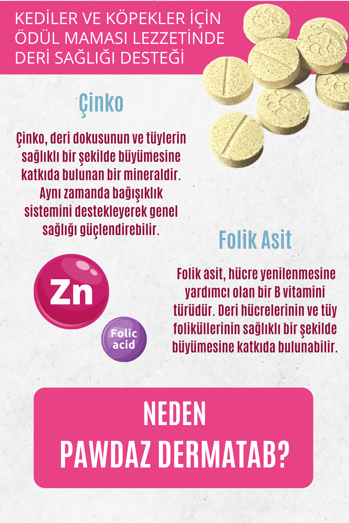 Dermatablet - Kediler Ve Köpekler Için Ödül Maması Lezzetinde Deri Ve Tüy Sağlığı Desteği 