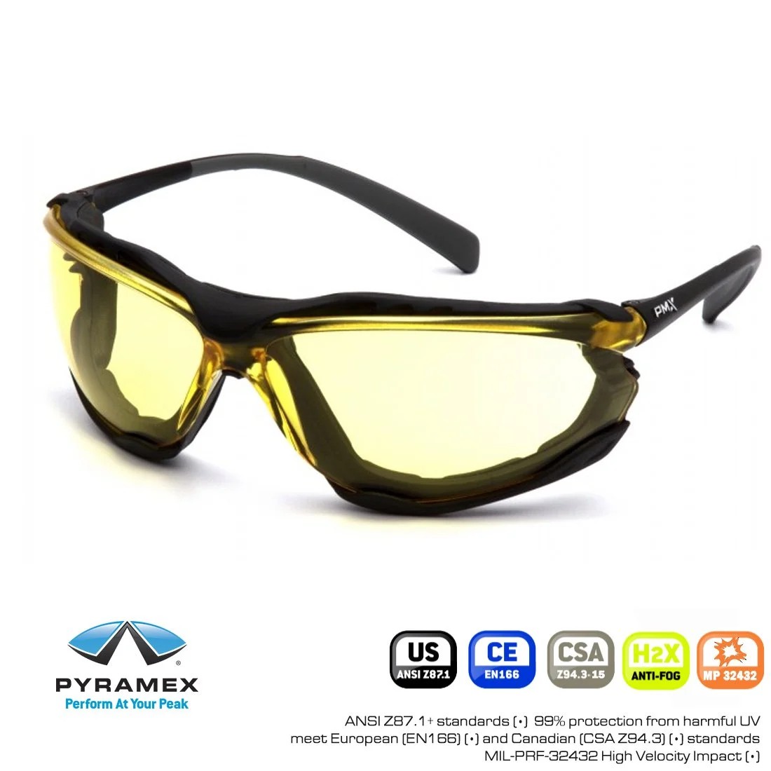 PYRAMEX PROXIMITY SARI ANTI-FOG HI-IMPACT GÖZLÜK ESB9330ST - Siyah Çerçeve