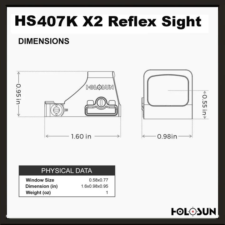 Holosun HS407K X2 Refleks Red Dot (6 MOA)