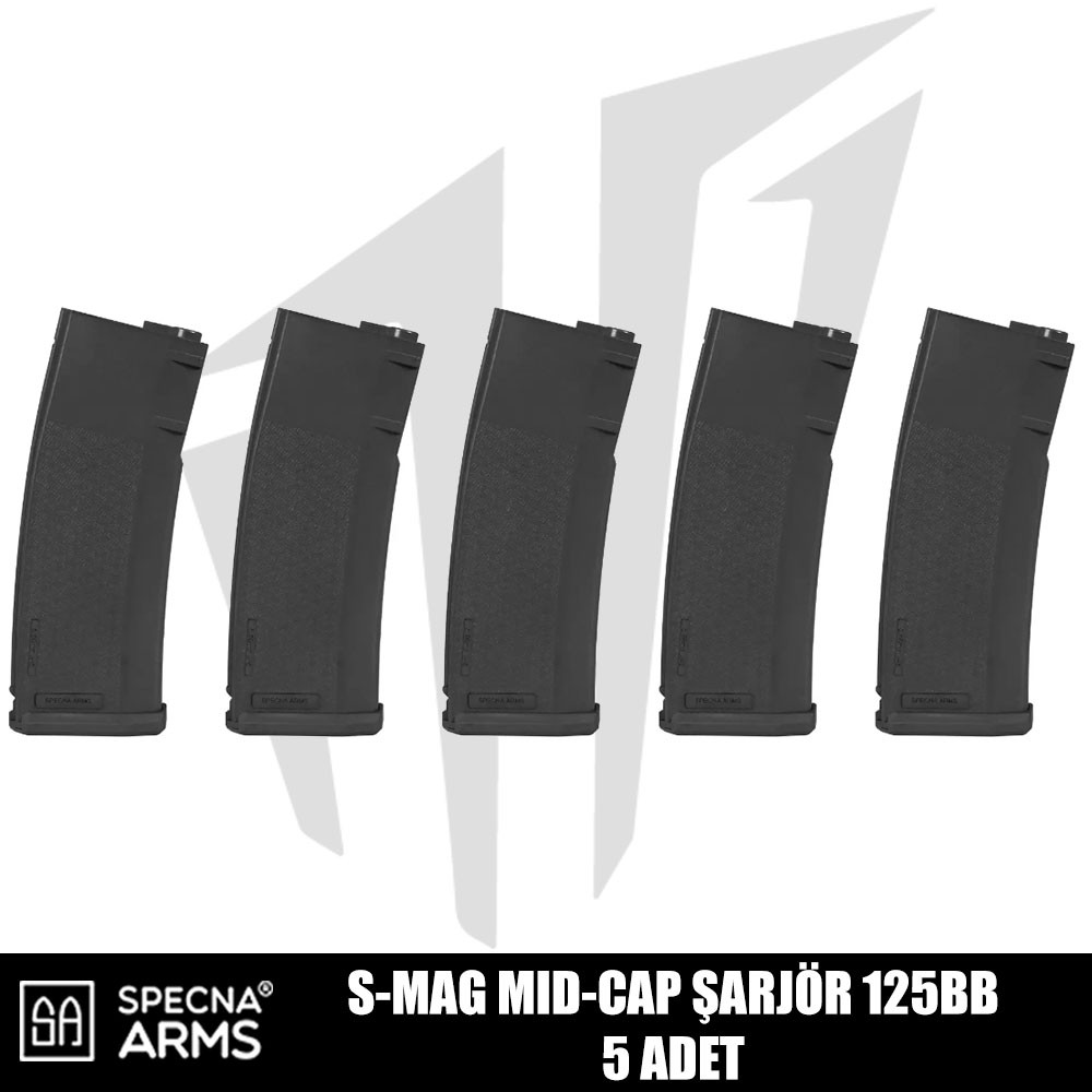 Specna Arms M4M16 Airsoft Tüfekleri İçin S-Mag Mid-Cap 125 BB Airsoft Şarjör – Siyah