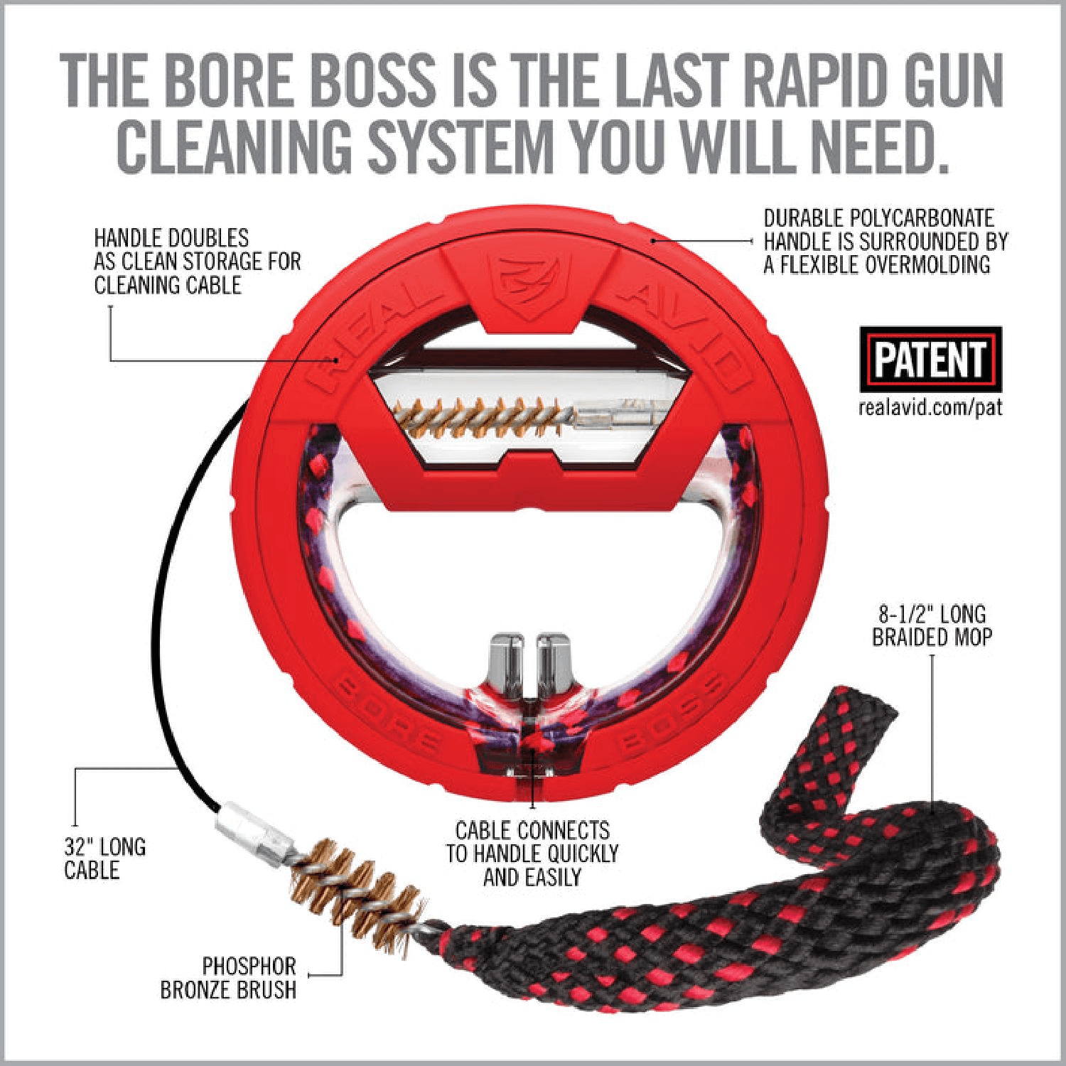 REAL AVID Bore Boss® 9mm WORLD’S EASIEST BORE CLEANER Namlu Temizleyici