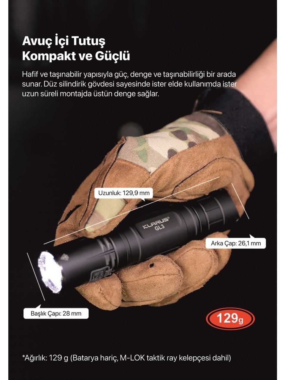Klarus GL3 Quick-Detach M-LOK 2100 Lümen Tüfek Feneri