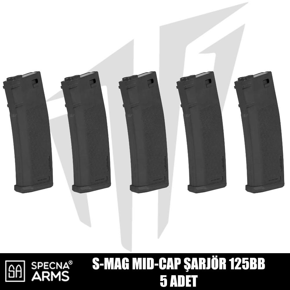Specna Arms M4M16 Airsoft Tüfekleri İçin S-Mag Mid-Cap 125 BB Airsoft Şarjör – Siyah