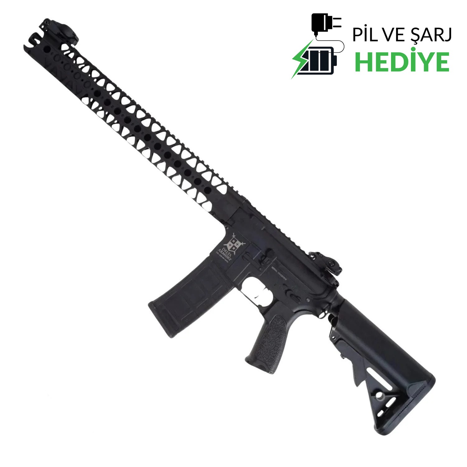 Delta Armory AR15 LA 16,2” BRAVO PIL ŞARJ SET Airsoft Tüfek / Siyah DA-B12