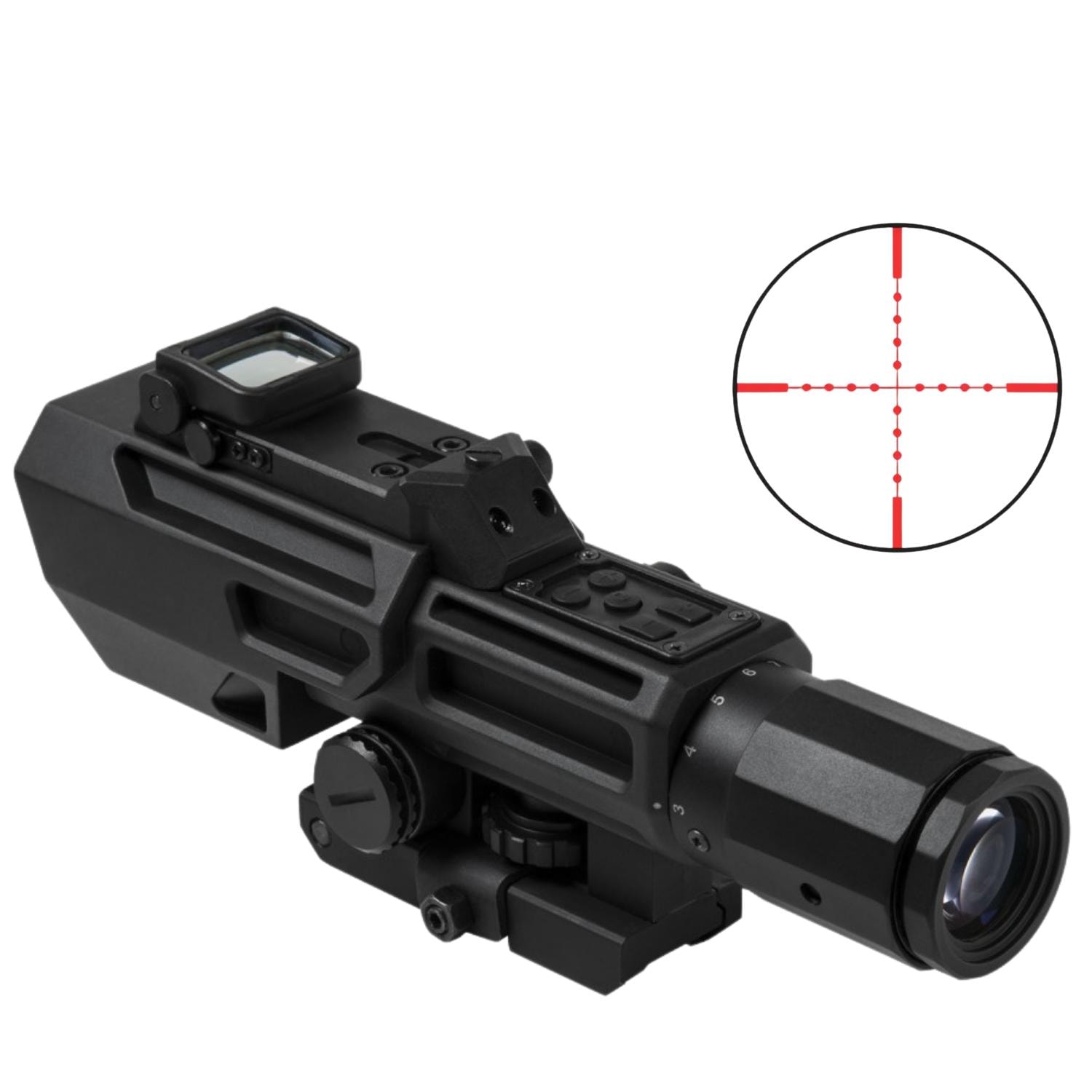 NcSTAR Advance Dual OptiK SIYAH 3-9x42 Dürbün & Flip Up Red Dot