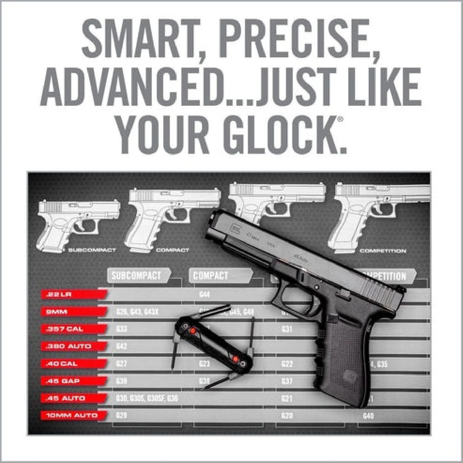 REAL AVID 4-In-1 Tool™ For Glock* Push Buton specific tools.