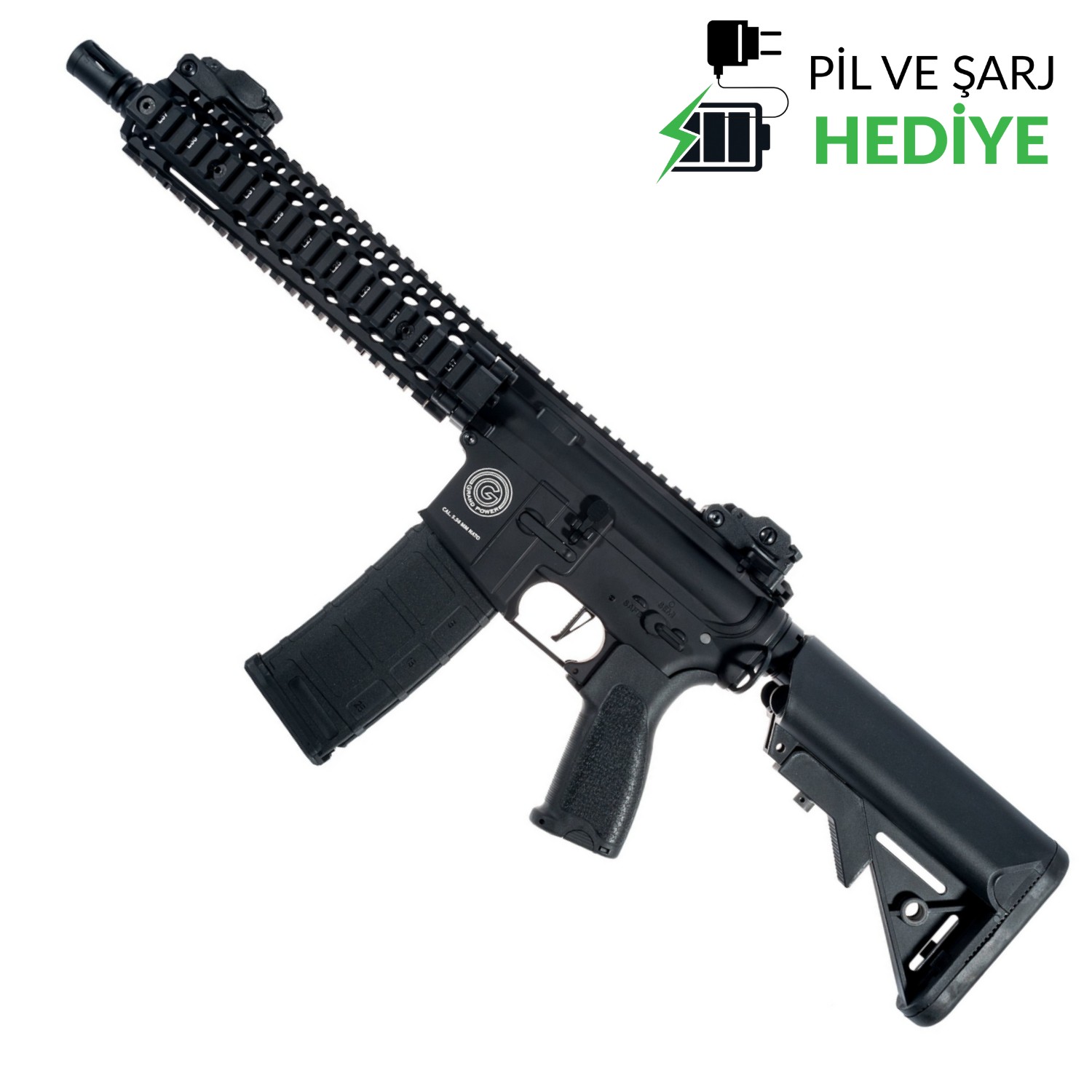 Delta Armory Grand Power AR15 MK18 ALPHA PIL SARJ SET Airsoft Tüfek / Siyah DA-GP-A07
