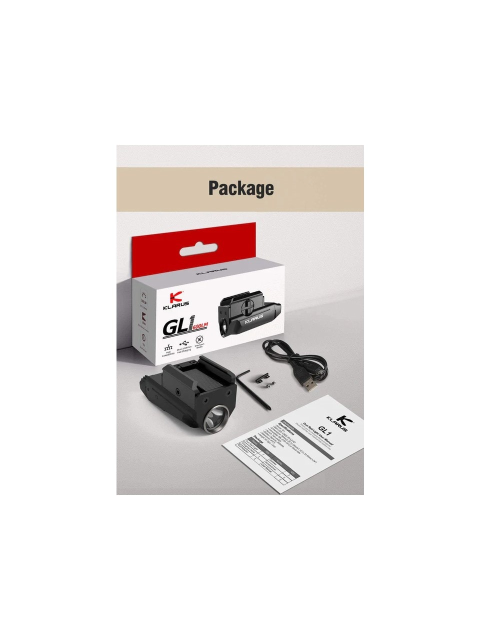 Klarus Micro Pistal GL1 600 Lümen Tabanca Feneri