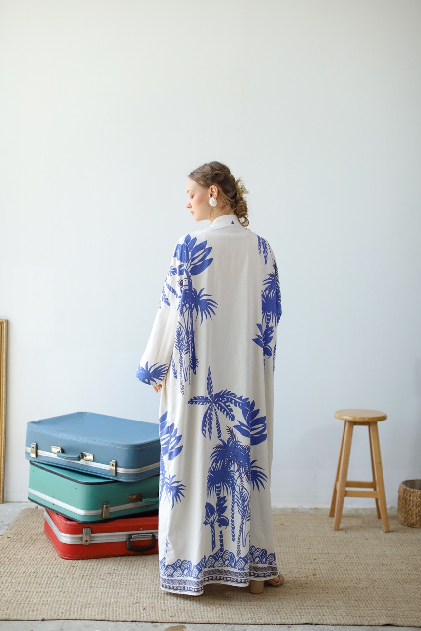 Keten Karışımlı Palmiye Kimono