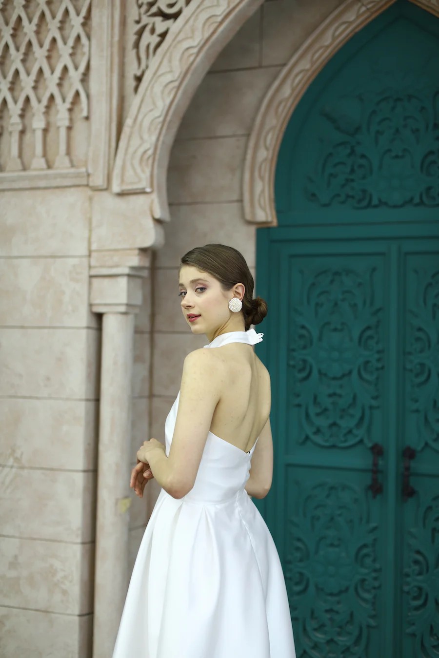 Halter Yaka Midi Boy Elbise