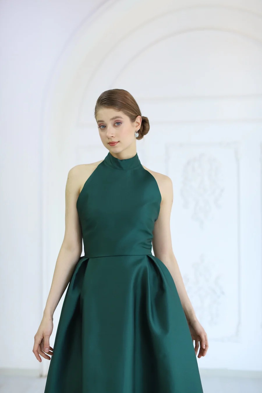 Halter Yaka Midi Boy Elbise - YEŞİL