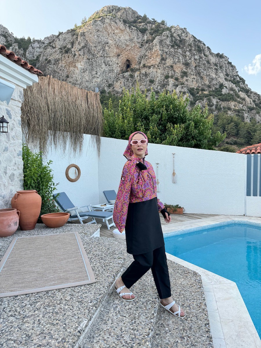 Didim Pattern Swimsuit Fuchsia
