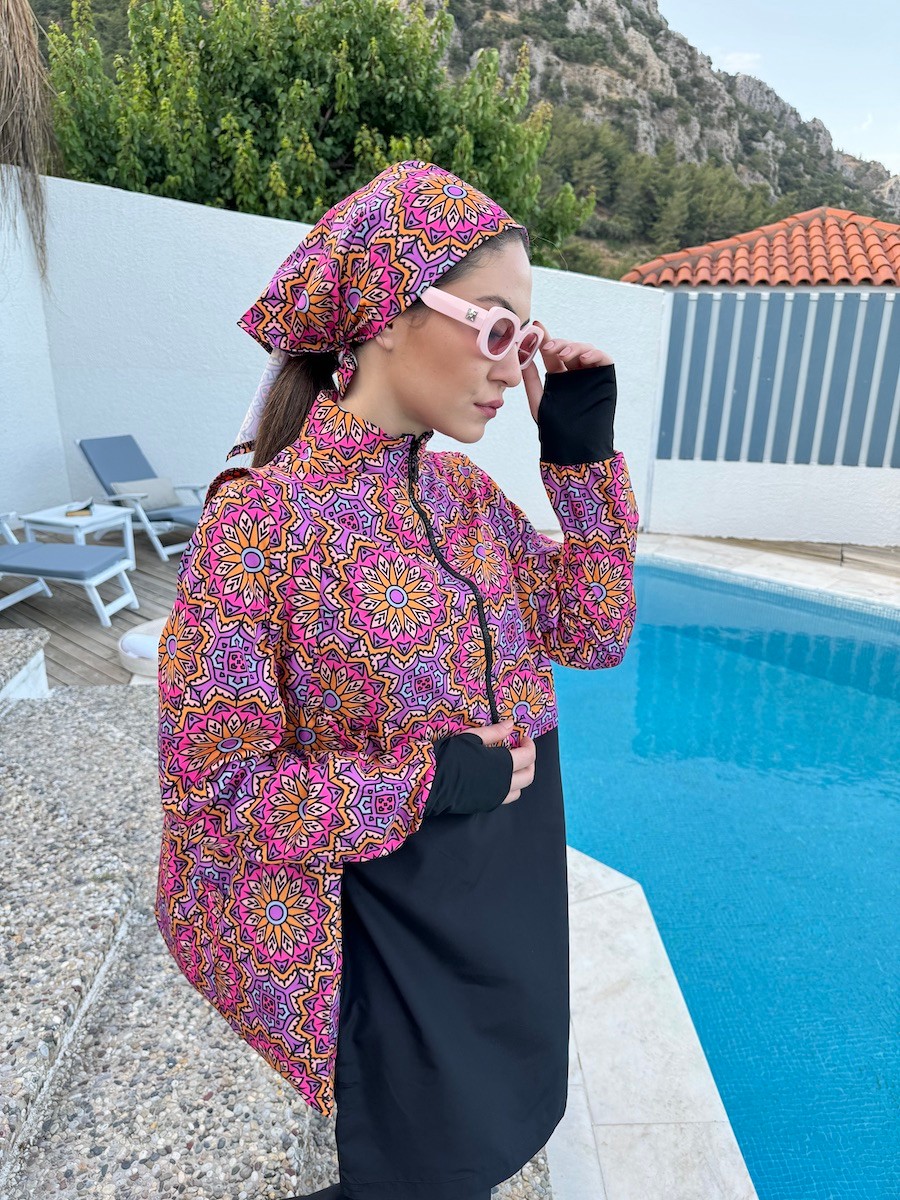 Didim Pattern Swimsuit Fuchsia