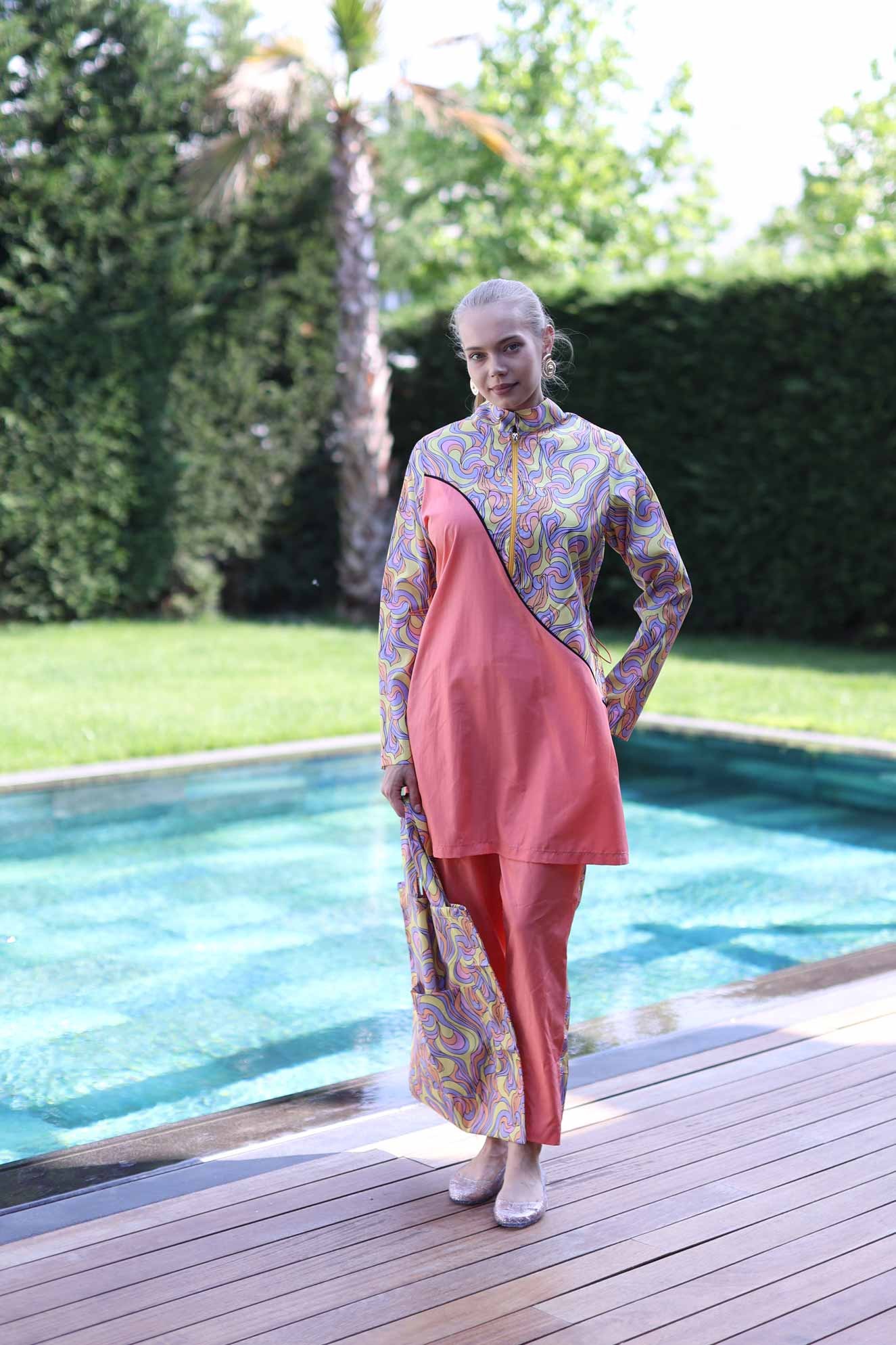 Karışık Desen Mayo Pembe