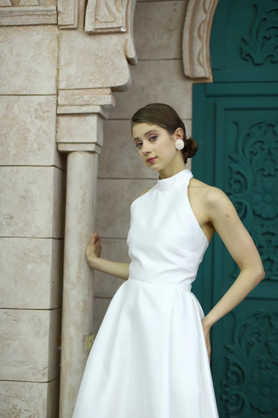Halter Yaka Midi Boy Elbise