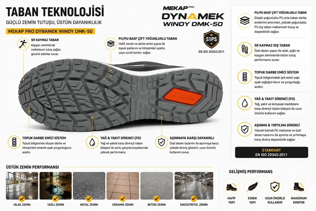 Mekap Pro Dynamek Windy DMK-50 iş güvenliği ayakkabısı genel özellikleri