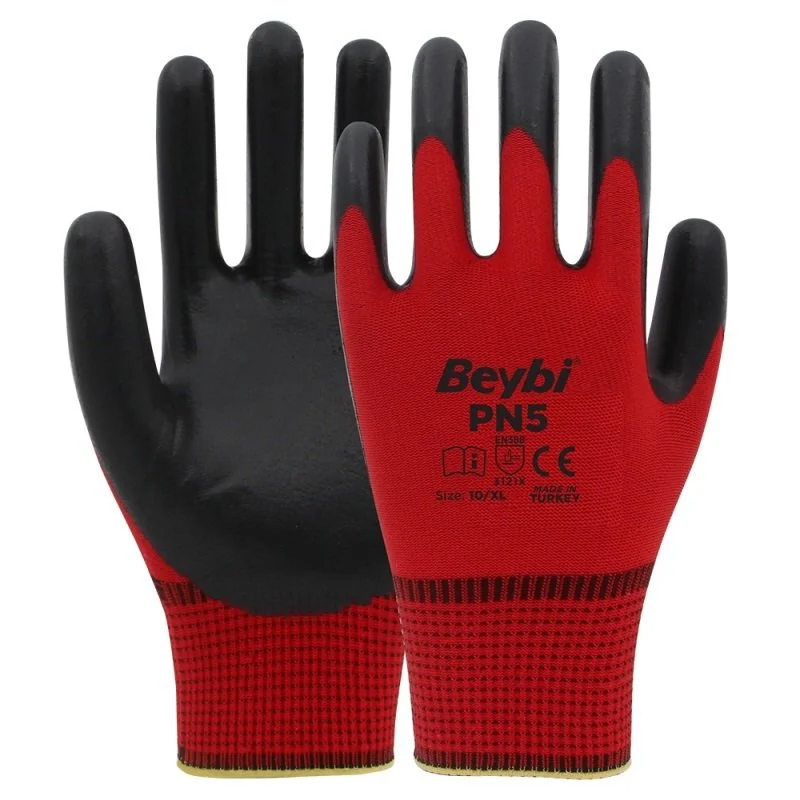 BEYBİ PN5 Polyester Örme Nitril Eldiven 