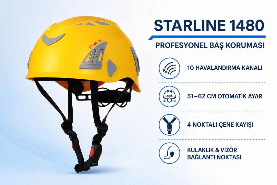 Starline 1480 havalandırma, otomatik ayar, çene kayışı ve aksesuar bağlantısı