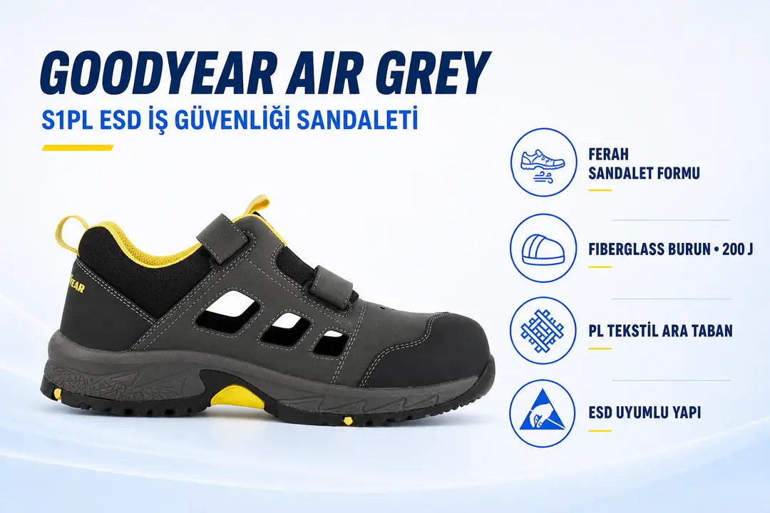 Goodyear Air Grey S1PL ESD iş güvenliği sandaleti özellikleri