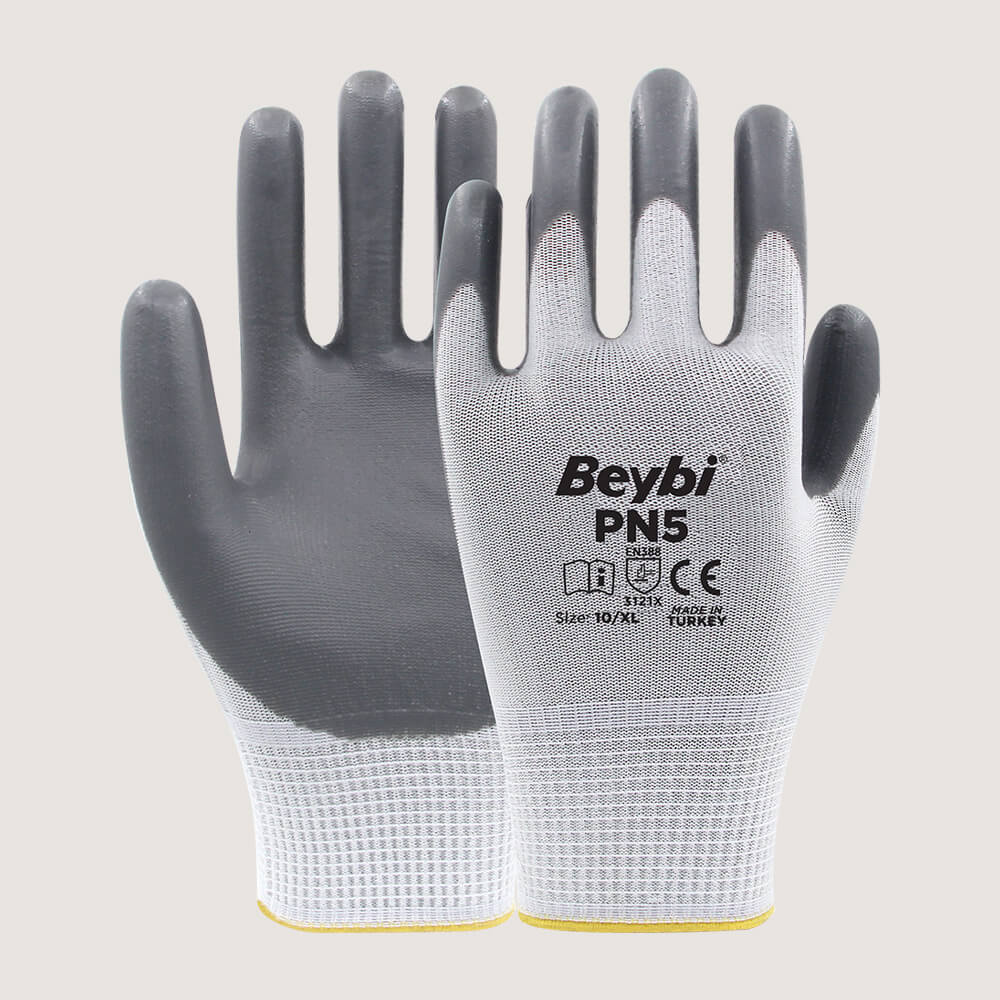 BEYBİ PN5 Polyester Örme Nitril Eldiven 
