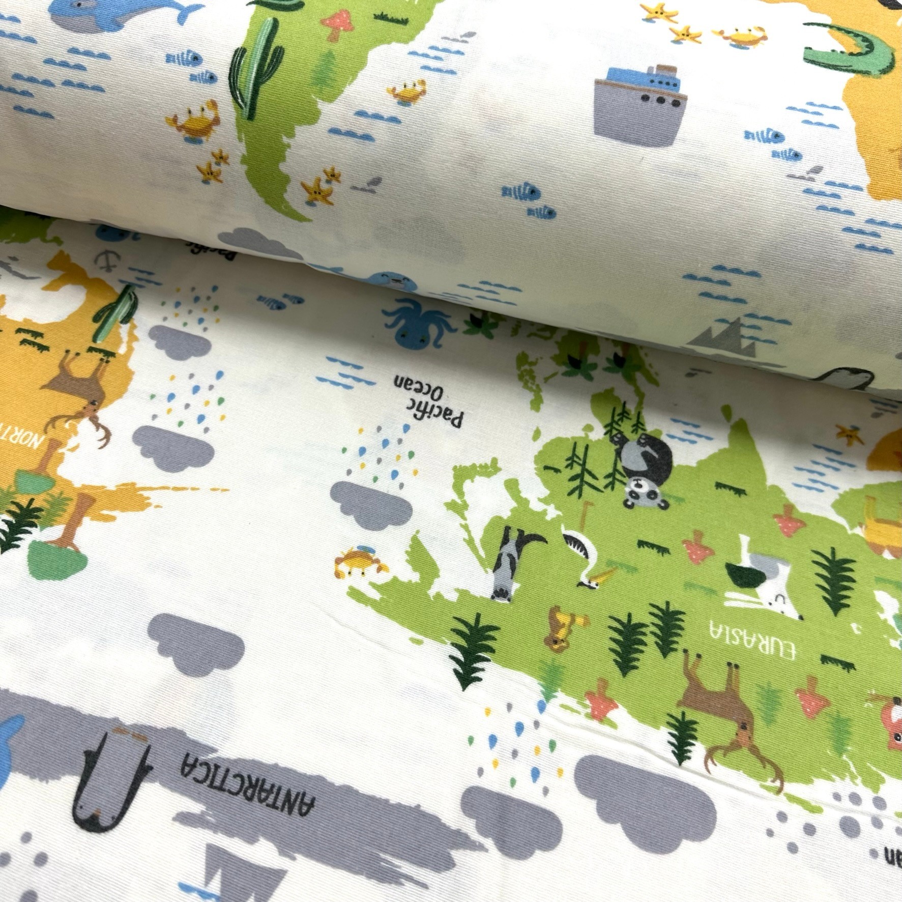 Zoo Map Flannel Fabric