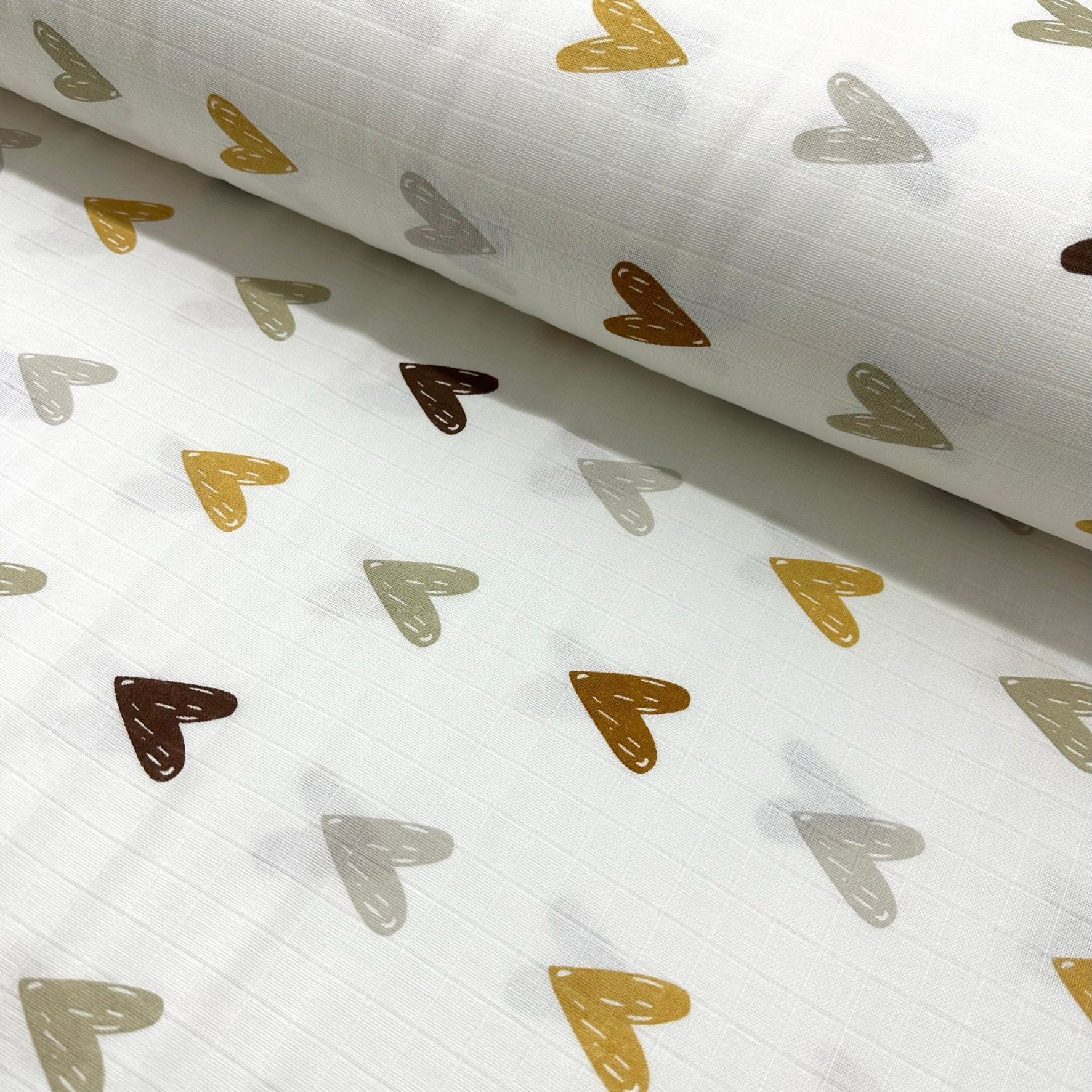 Hearts Muslin Cloth Fabric