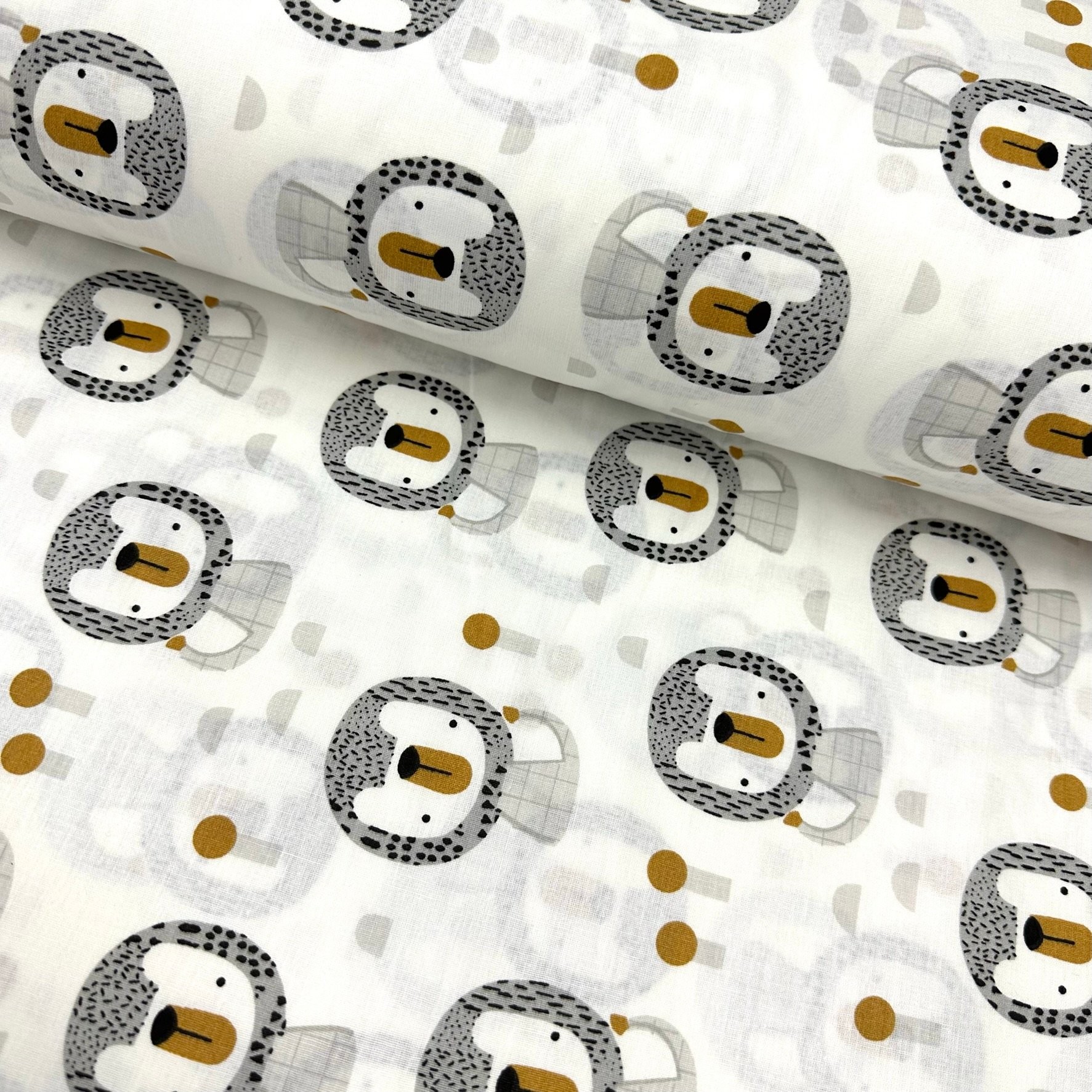 Gray Lions Poplin Fabric