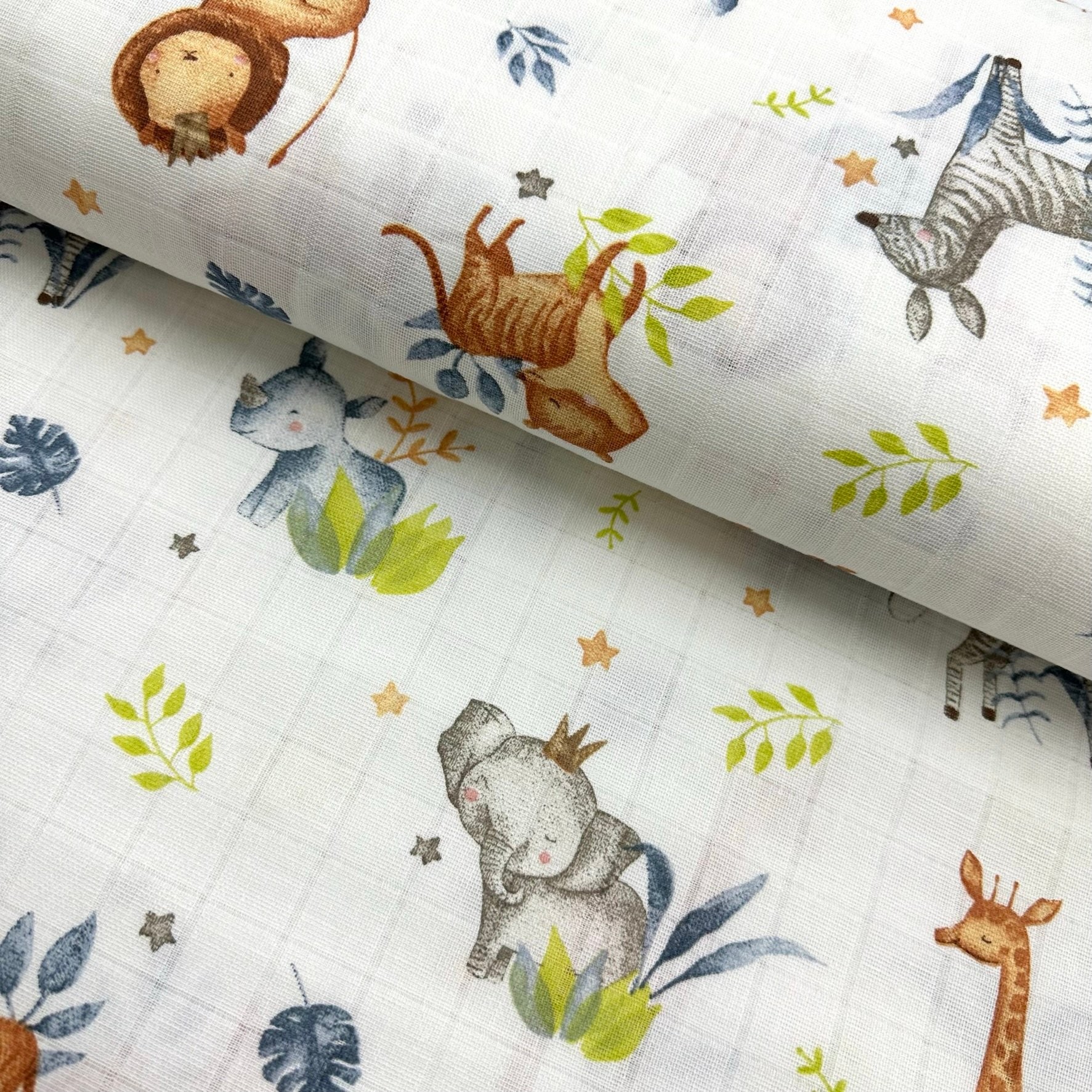 Safari Animals Muslin Cloth Fabric