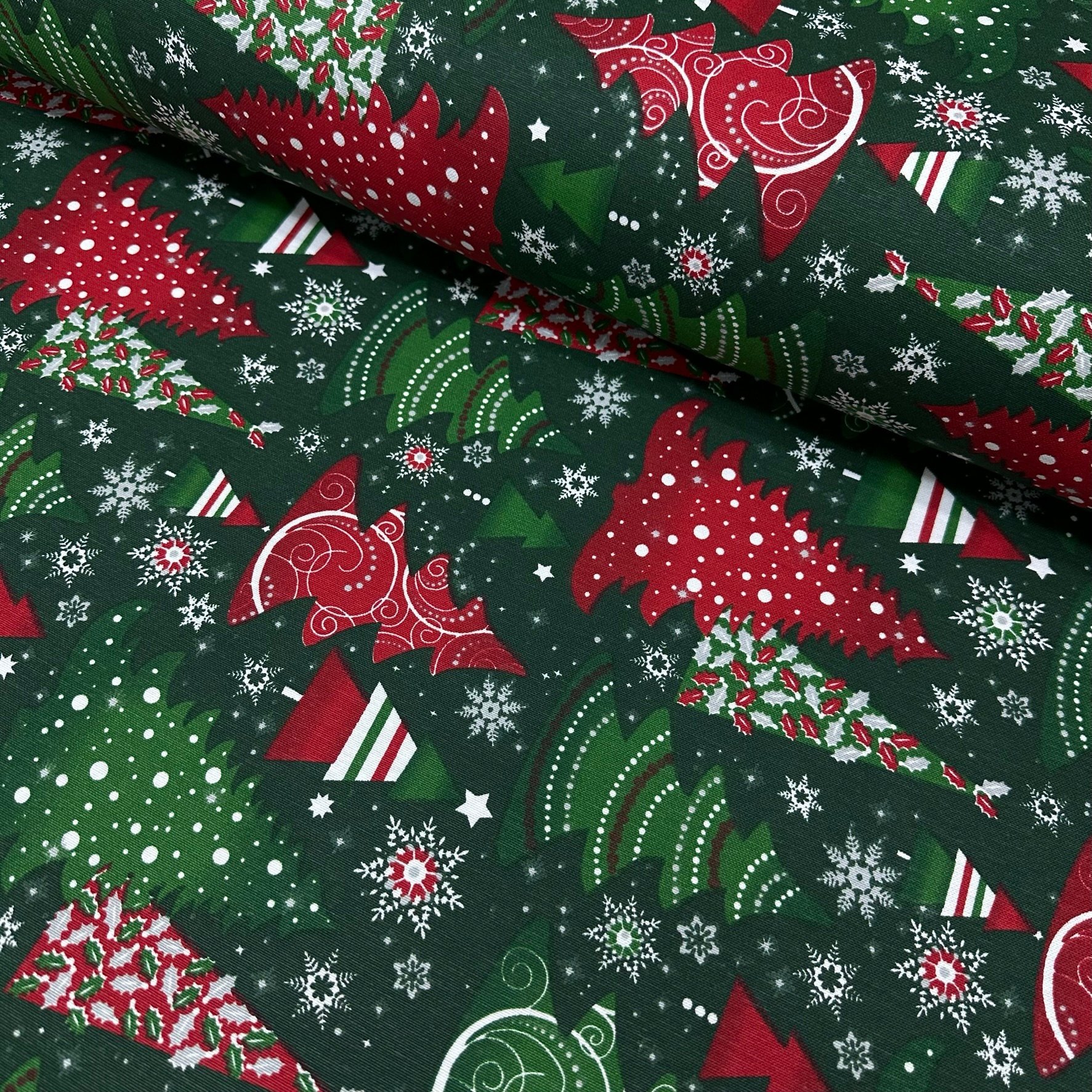 Christmas Trees Panama Linen Fabric