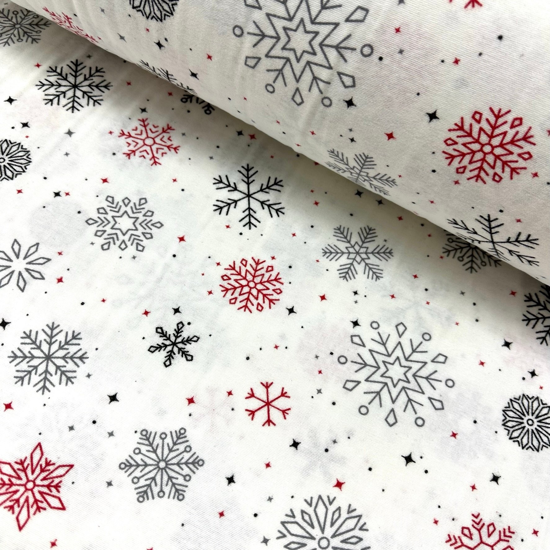 Christmas Stars and Snowflakes Flannel Fabric