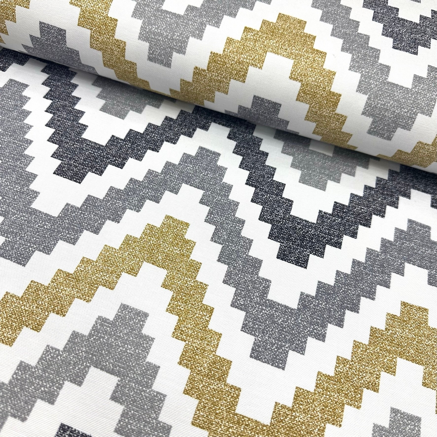 Bright Zigzag Panama Linen Fabric