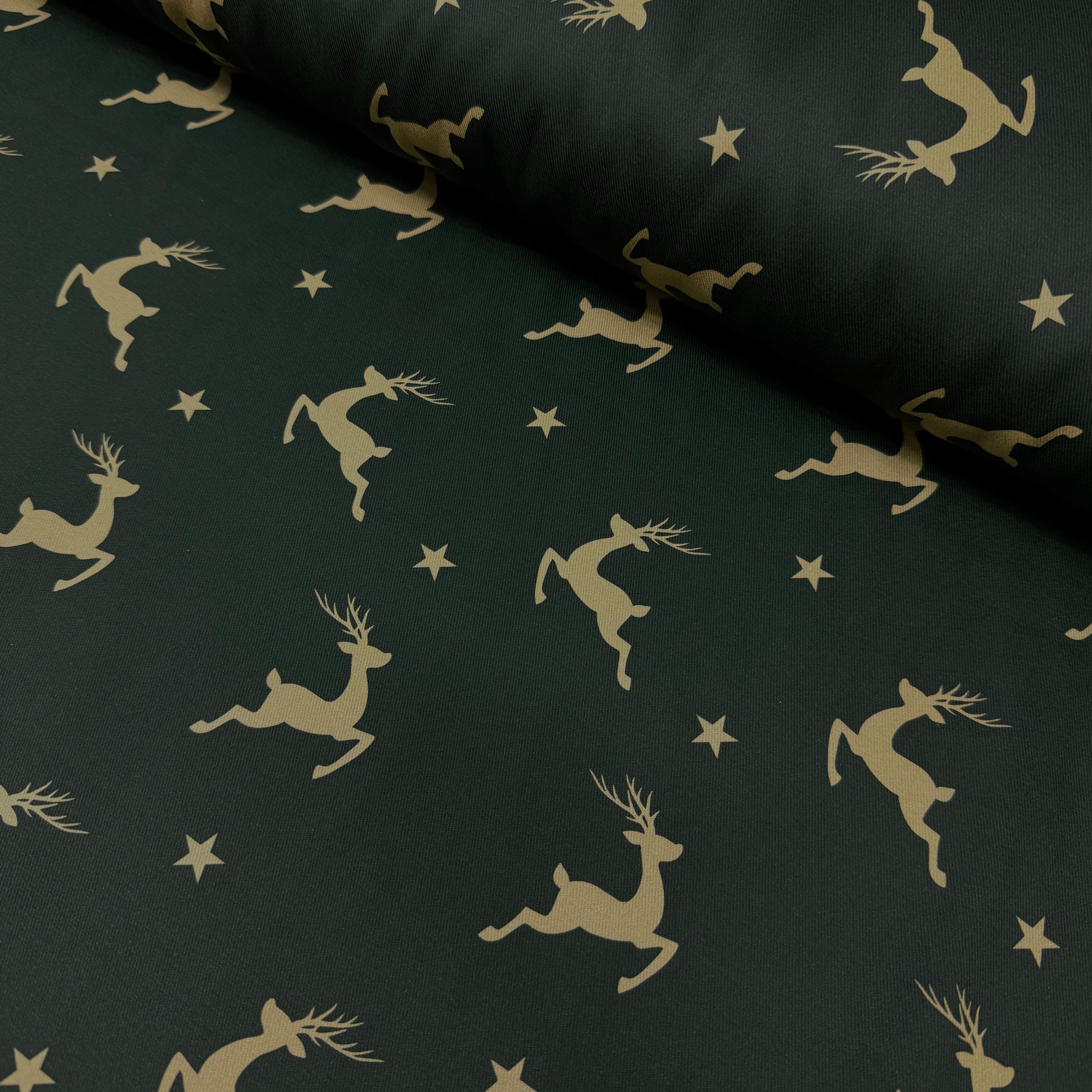 Christmas Deers Twill Linen Fabric