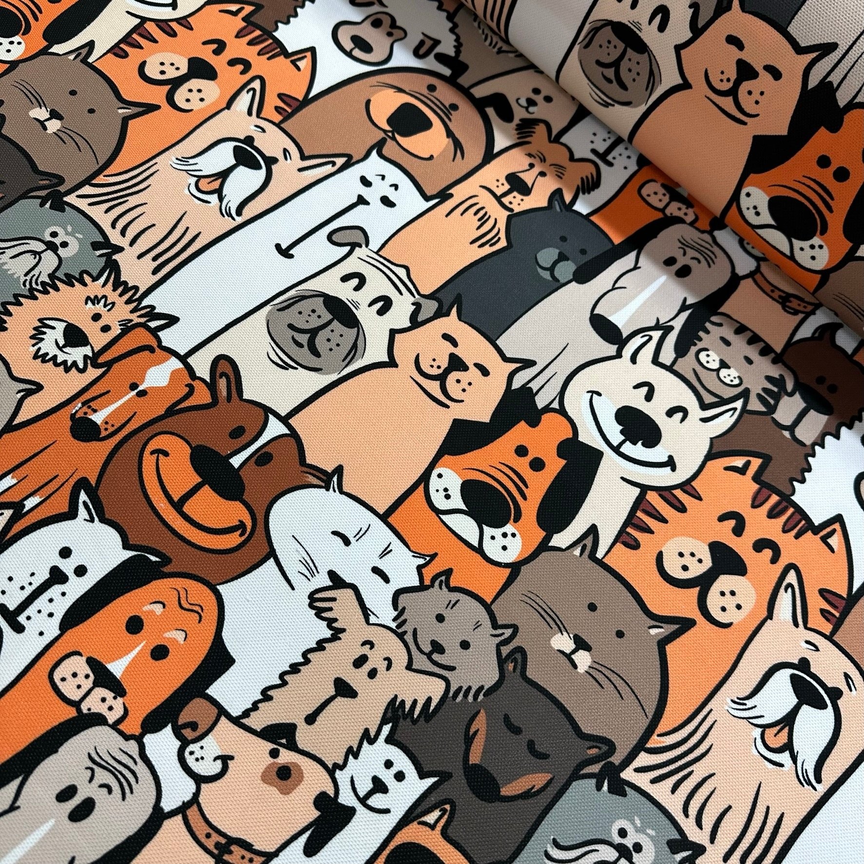 Cat Dogs Digital Printing Fabric