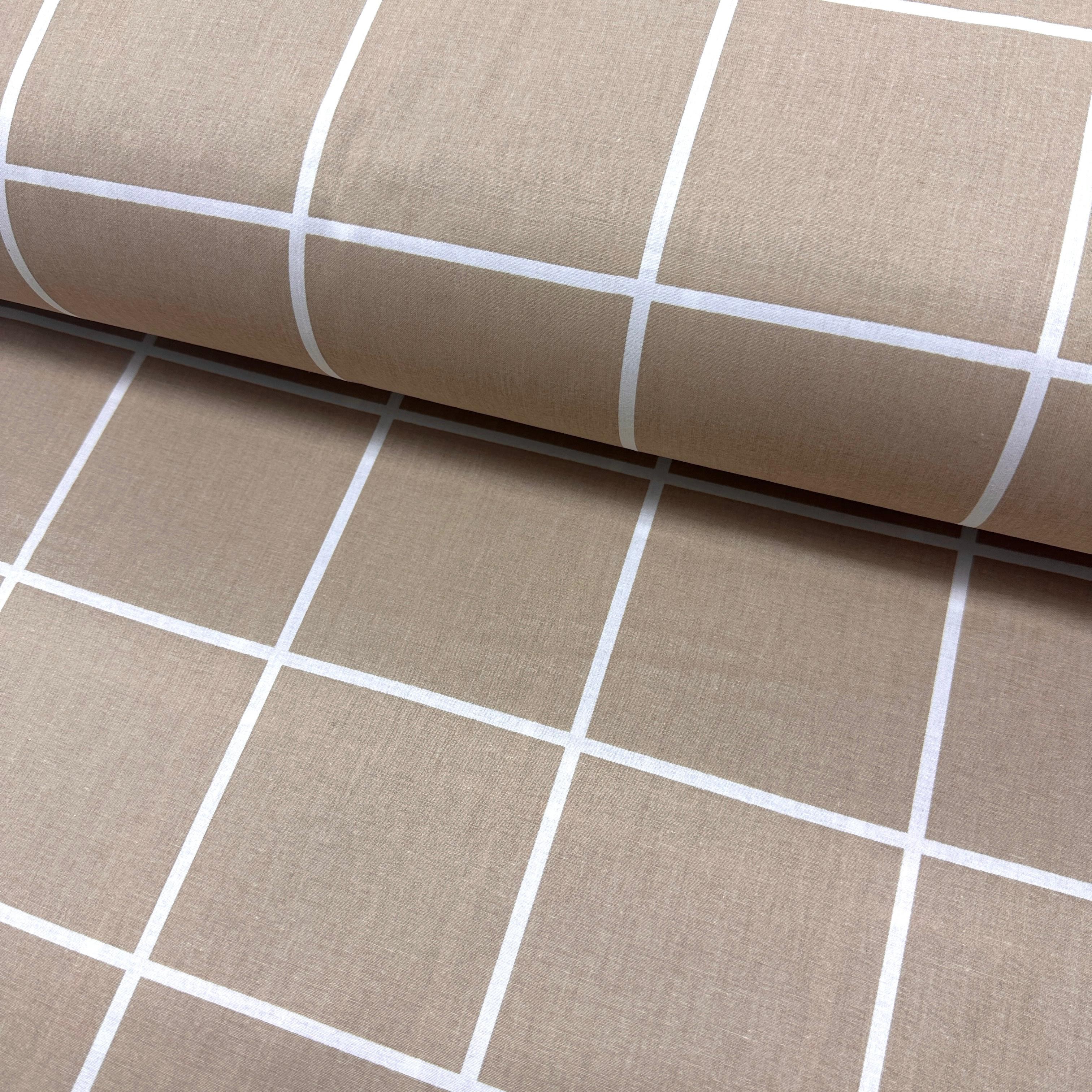 White Squares On Colored Poplin Fabric